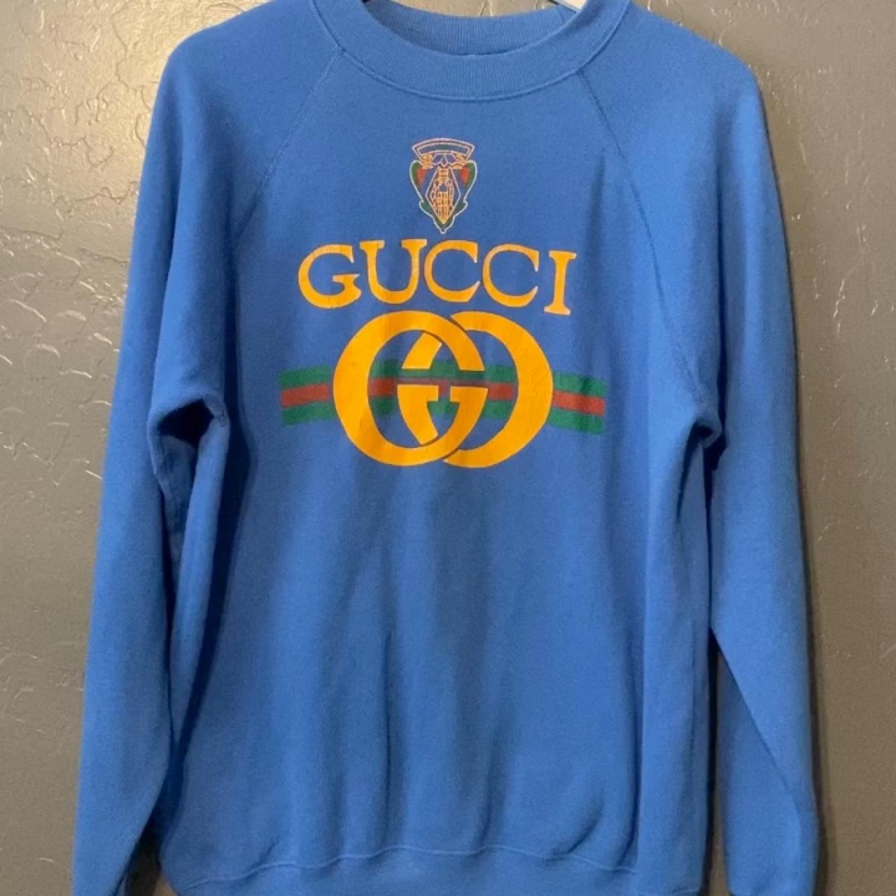 Vintage Gucci embroidery outlet logo Sweatshirt blue colour missing tag