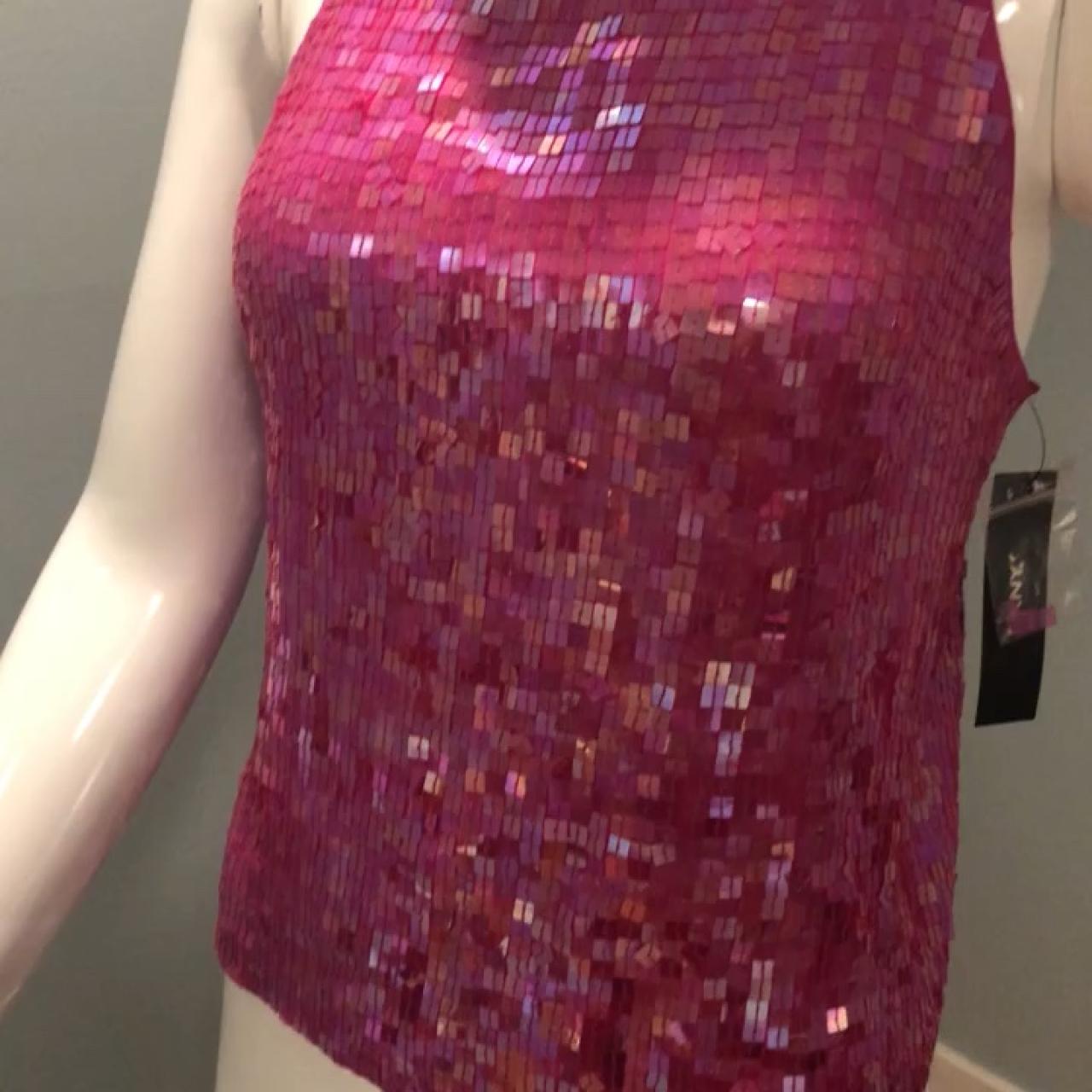 Holiday sparkle!! Donna Karan pink sequined top new | Depop