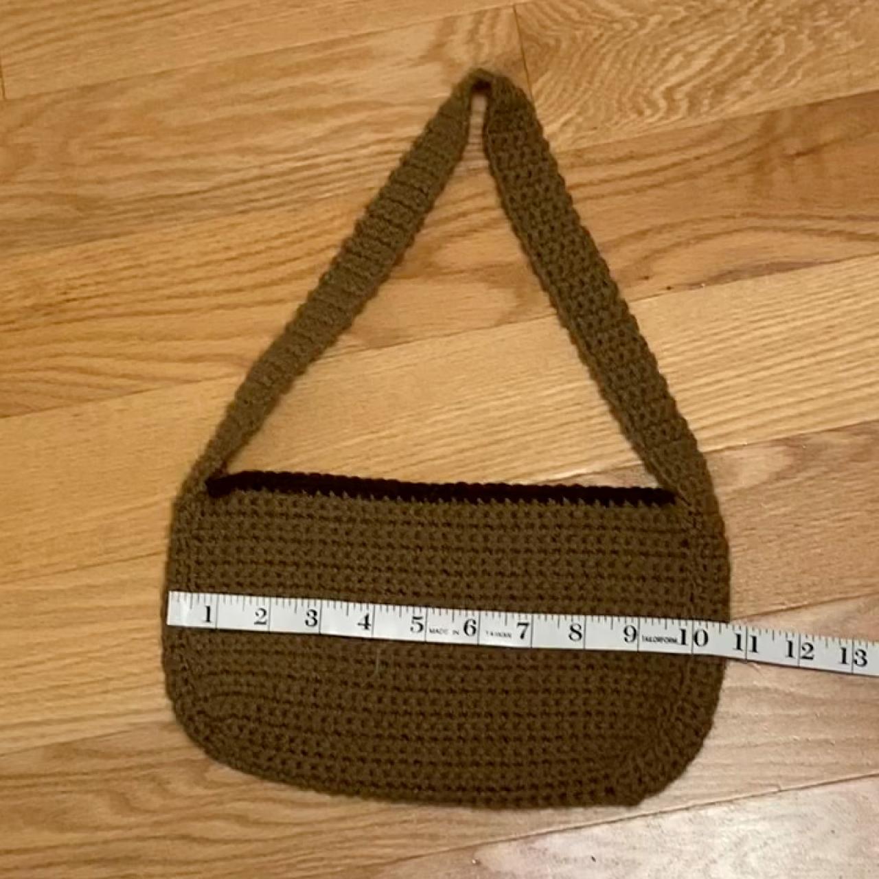 Brown Baguette bag crochet, vintage sequin bag, tote bag, ita bag