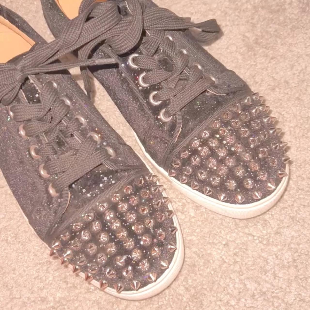 Christian louboutin black glitter trainers Size 5 - Depop