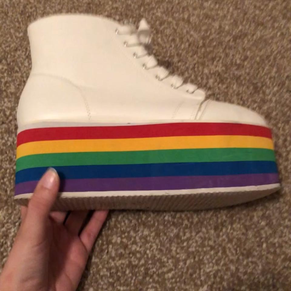 rainbow rebellion platform sneakers