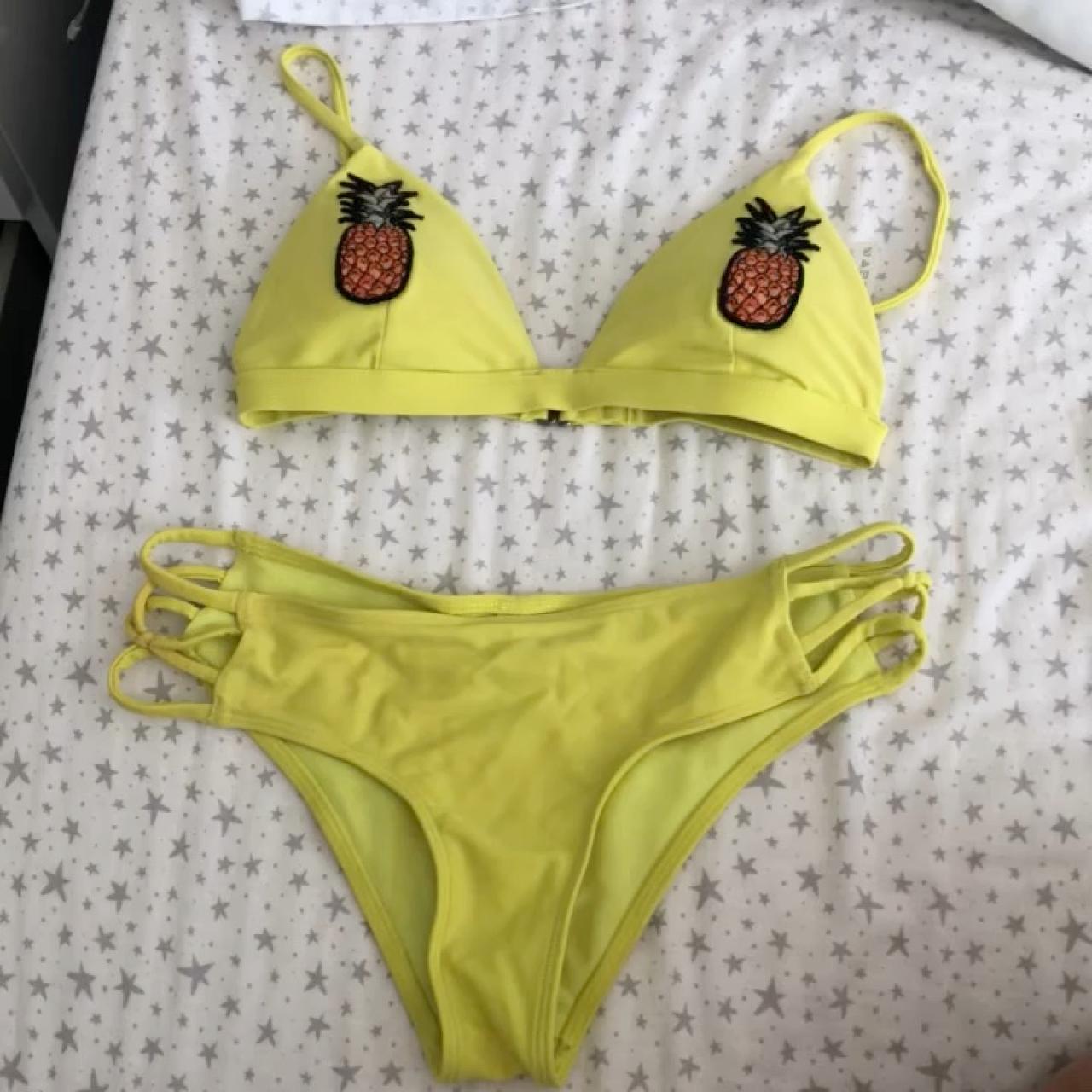 Hollister yellow pineapple bikini set both are. Depop