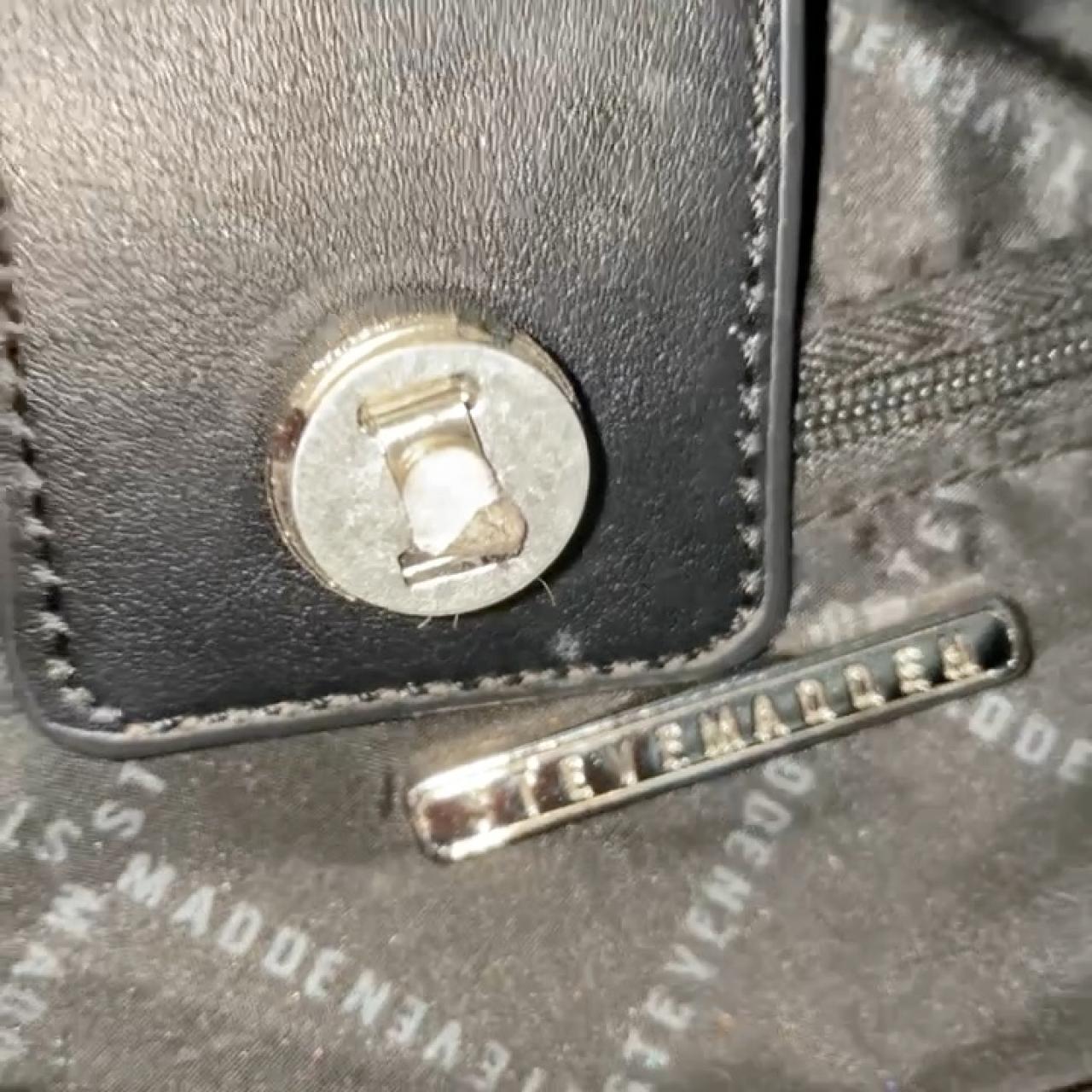 🖤⛓️🤍 New Rare Black Leather Steve Madden Duffle Bag - Depop