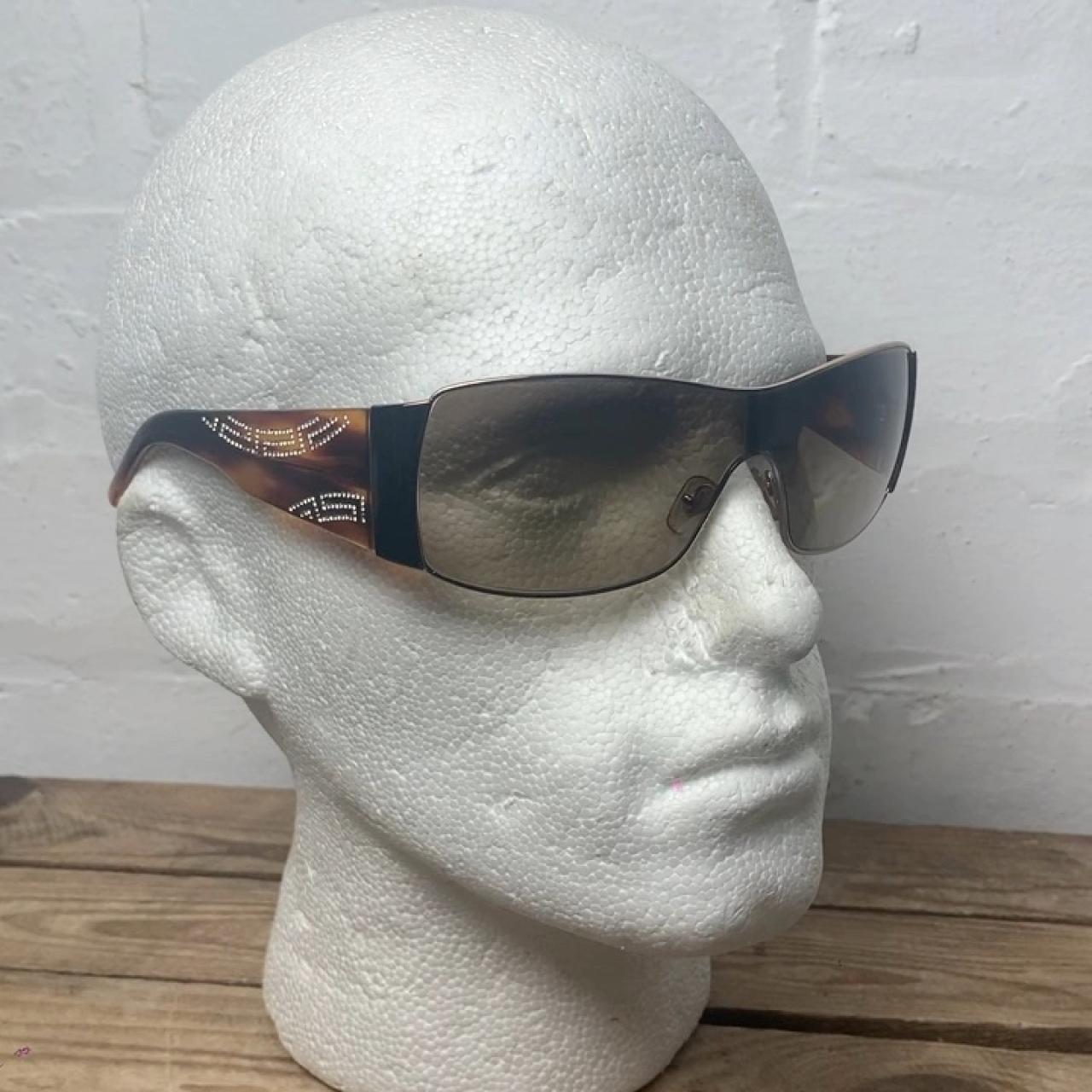 ?Features: Y2k Versace Visor Sunglasses Brown... | Depop