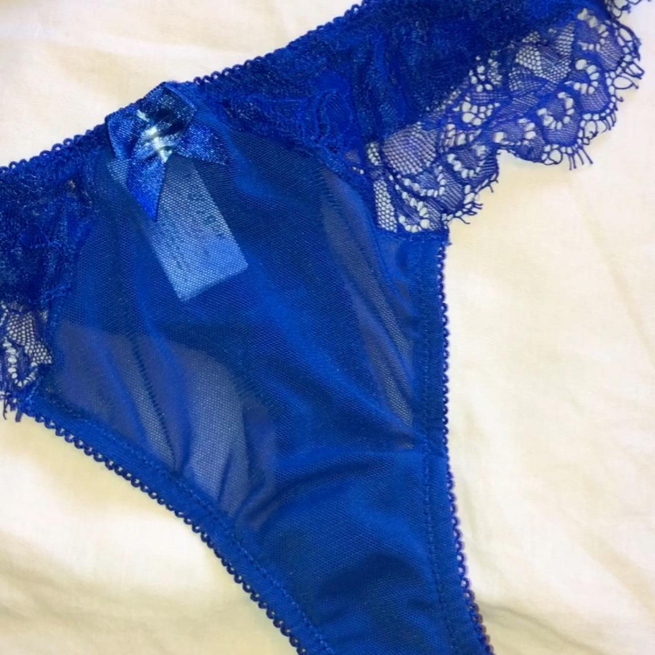 Electric blue lace lingerie set 💙 been worn once and... - Depop
