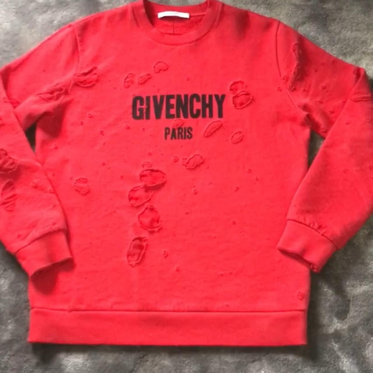 givenchy red sweater distressed
