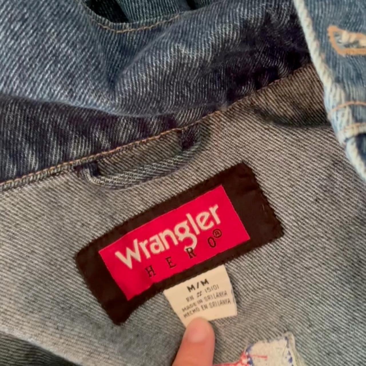 Vintage Wrangler Denim Jacket w Flag embroidery 🧵... - Depop