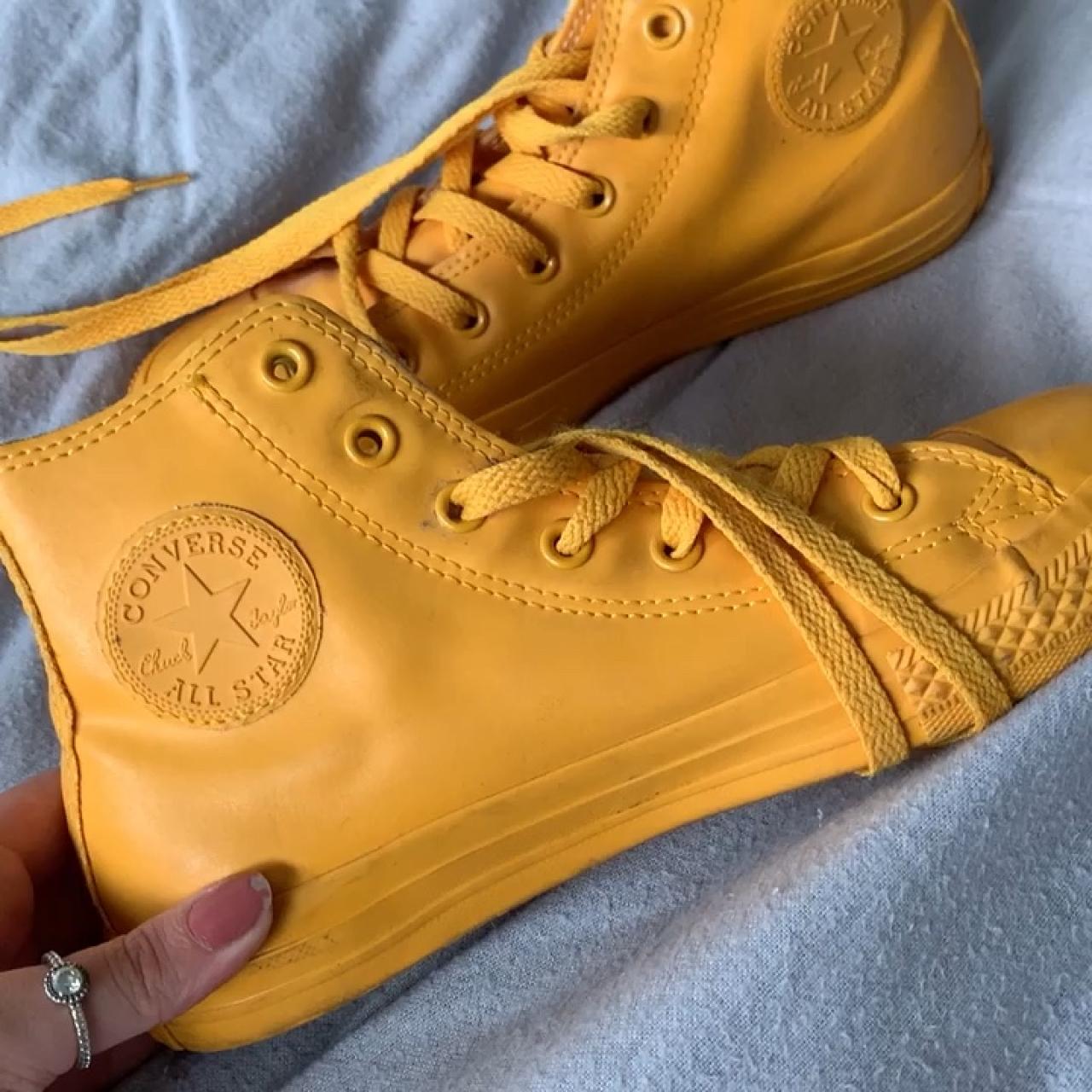 At dræbe Bør Christchurch Bright yellow latex converse shoes. These are in a... - Depop