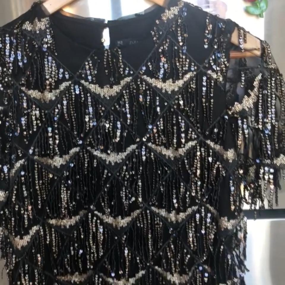 fringed sequin dress zara