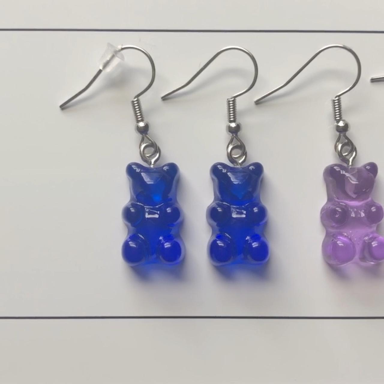 Gummy Bear Earrings 🐻 🌿dark Blue Gummy Bear Depop