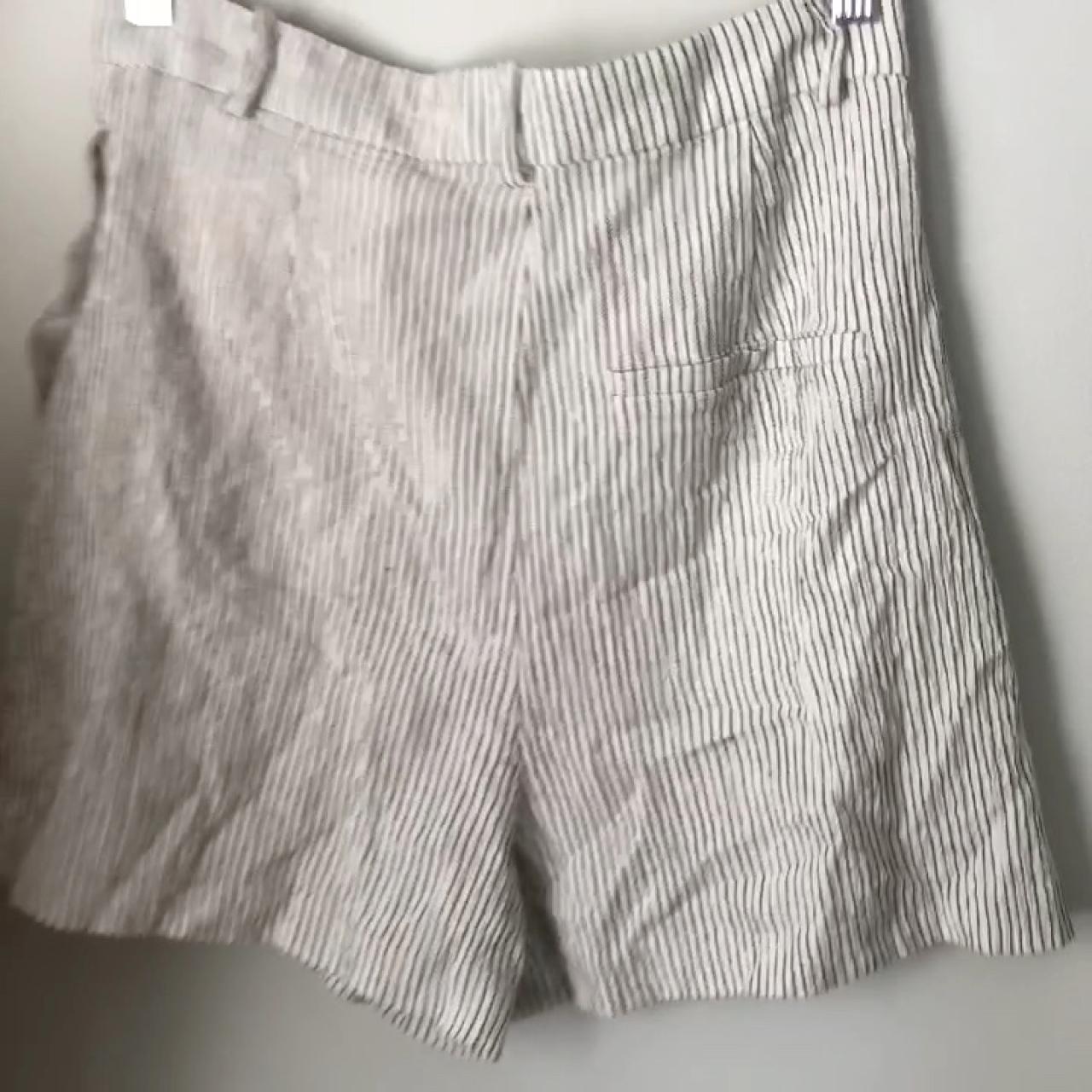 H&M stripe “linen” shorts. High waisted. Black... - Depop