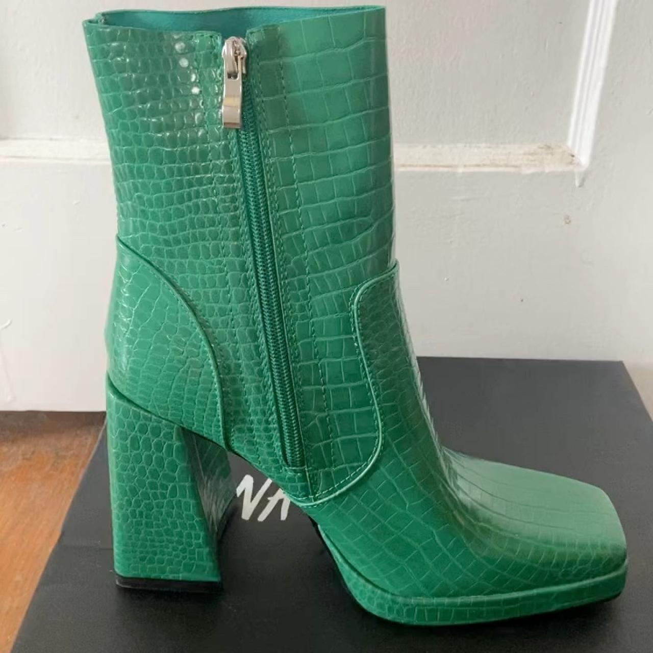 Citrus green faux croc platform boot. Green suede Depop