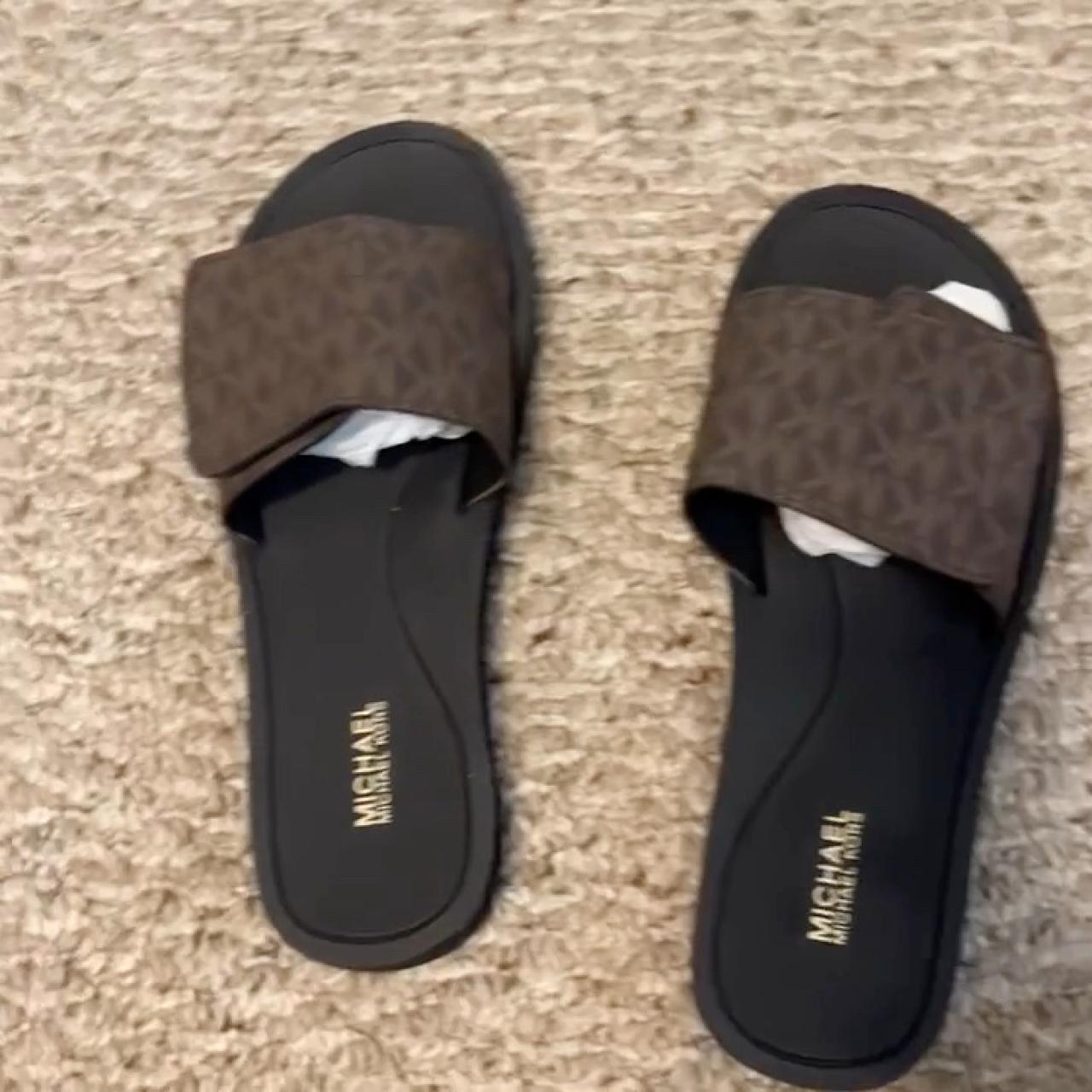 Michael Kors Monogram Velcro Sandals Never worn too... - Depop