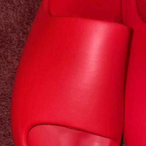 red yeezy inspired slides