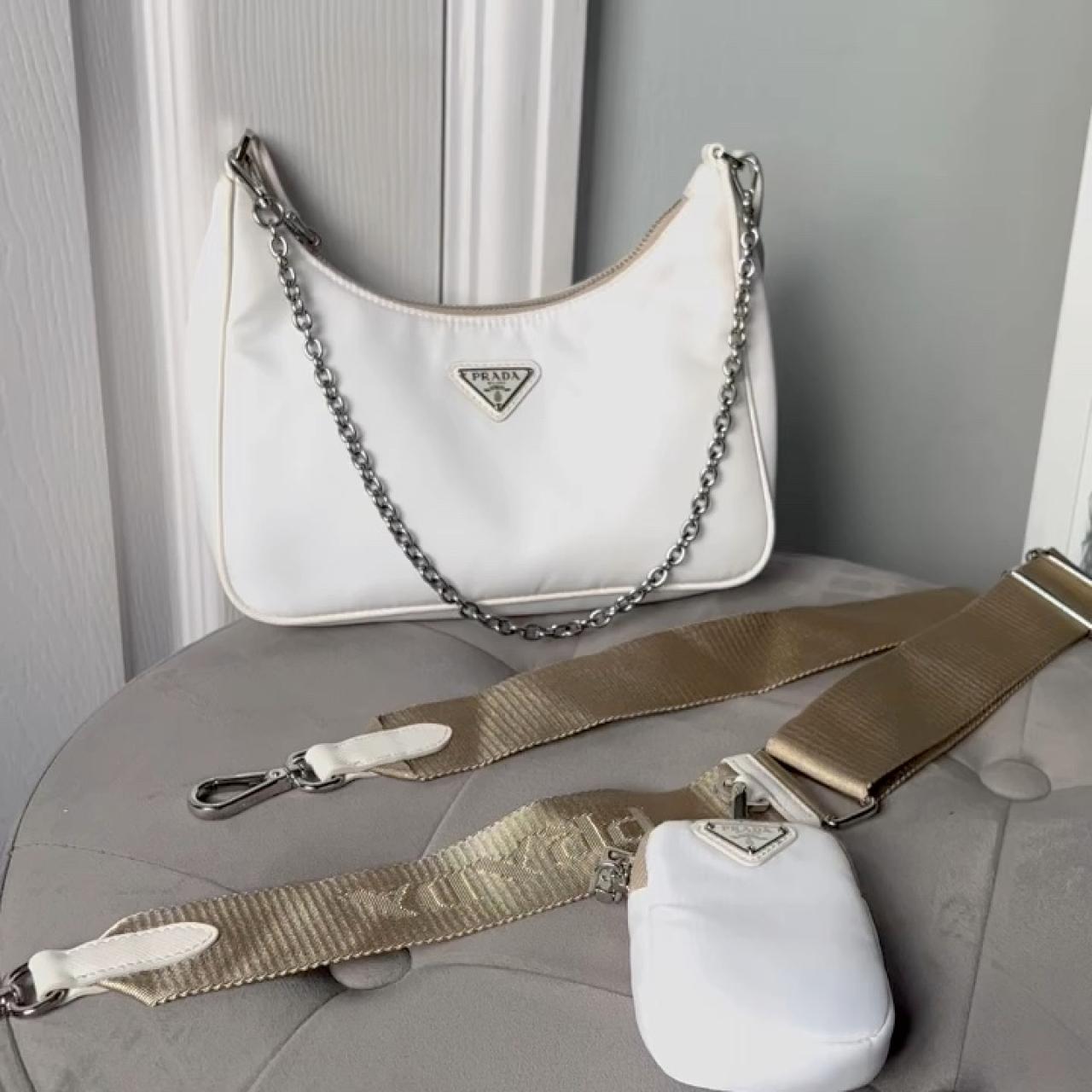 Prada white bag, comes with strap and mini bag - Depop