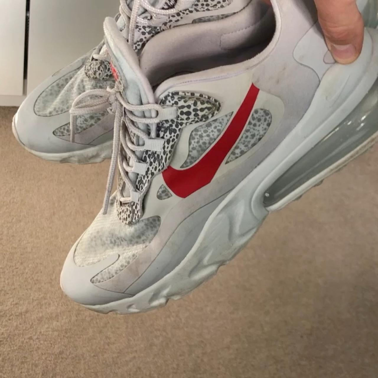 nike air max 270 react camo neutral grey platinum  and  red