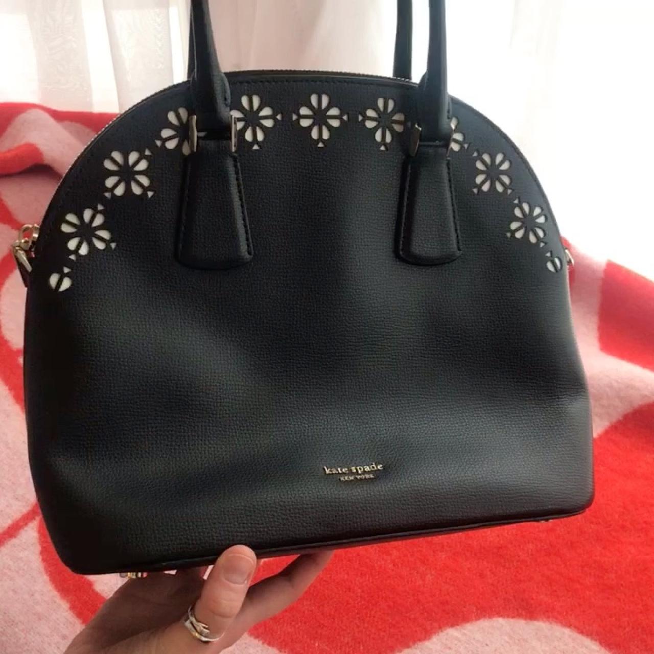 Kate Spade New York black bag with flower decorative... Depop