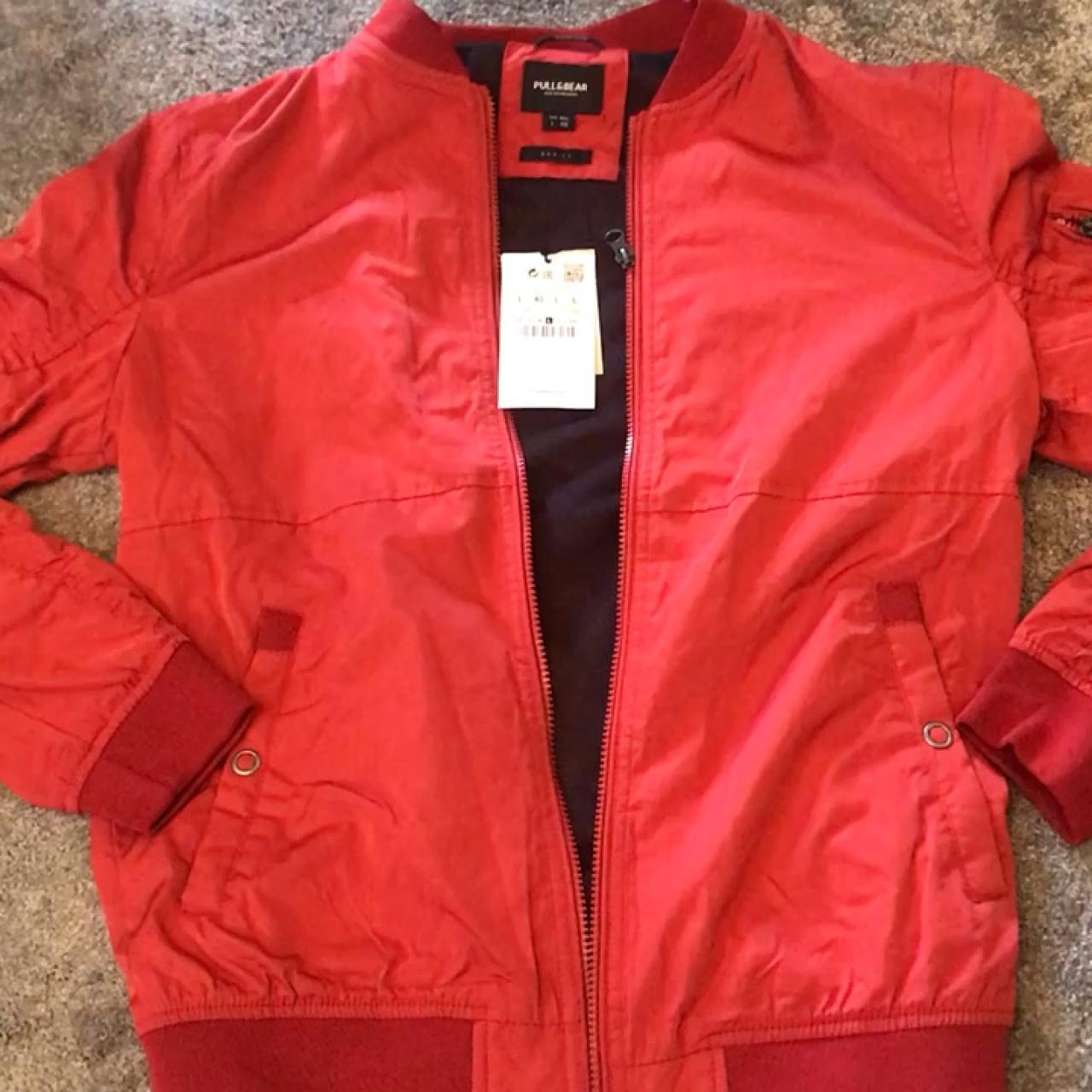 Red bomber jacket from Pull&Bear, size L Depop