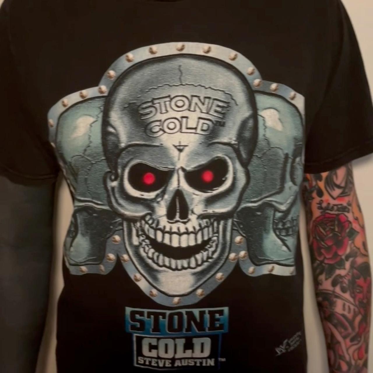 Stone Cold Steve Austin Smoking Skull Black WWE Mens Graphic Vintage  T-shirt -S