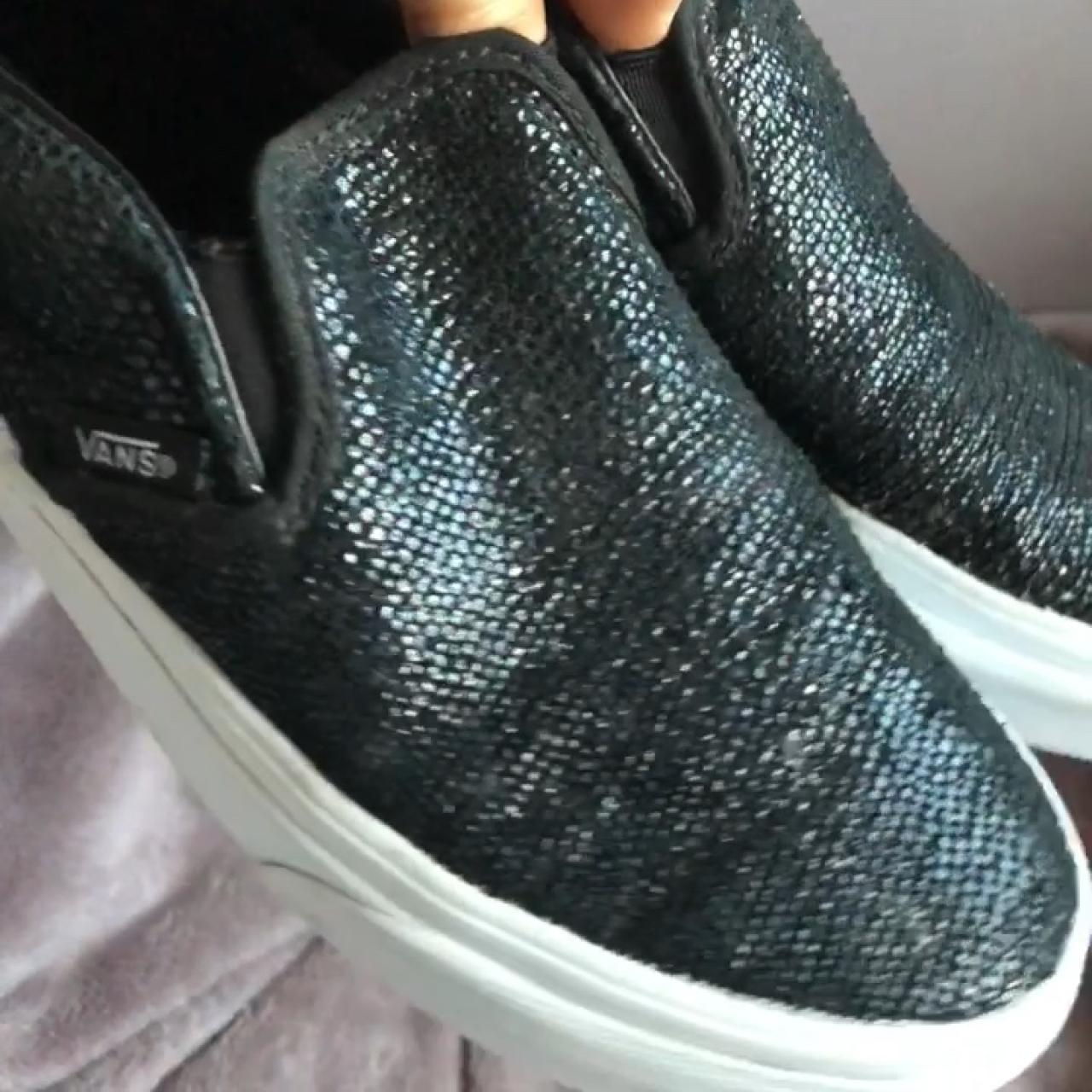 black sparkly slip on shoes