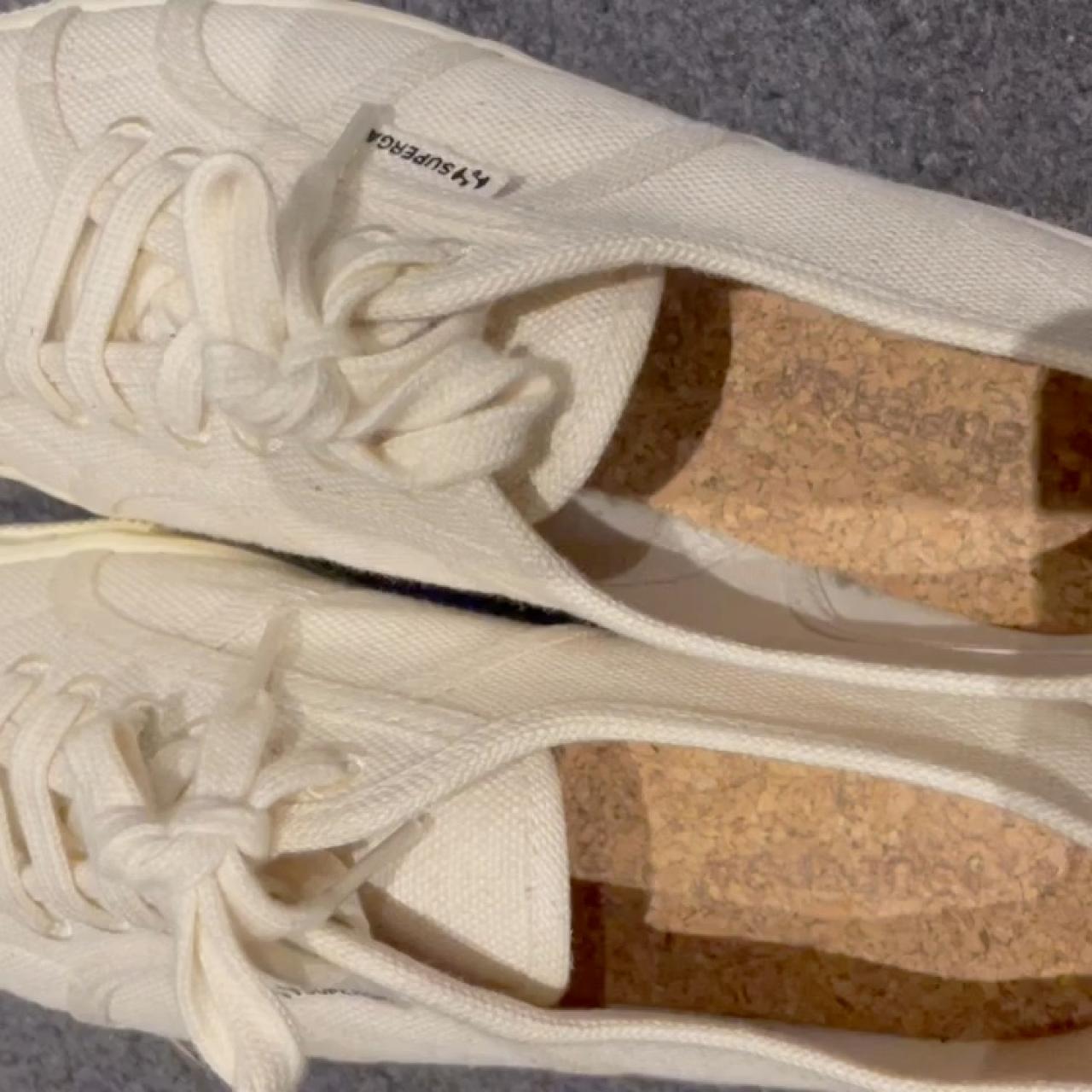 Platform cream canvas Supergas worn once just... Depop
