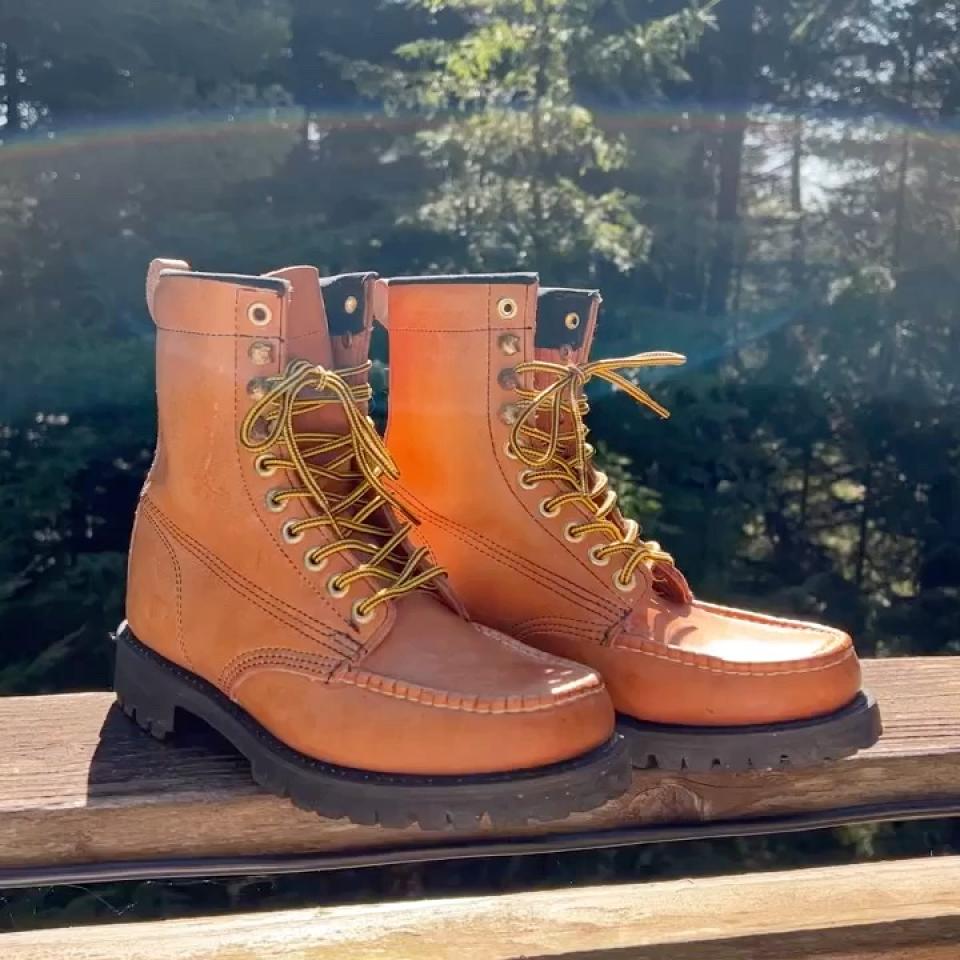 Vintage 70 s Leather Work Boots By The Gorilla. Depop