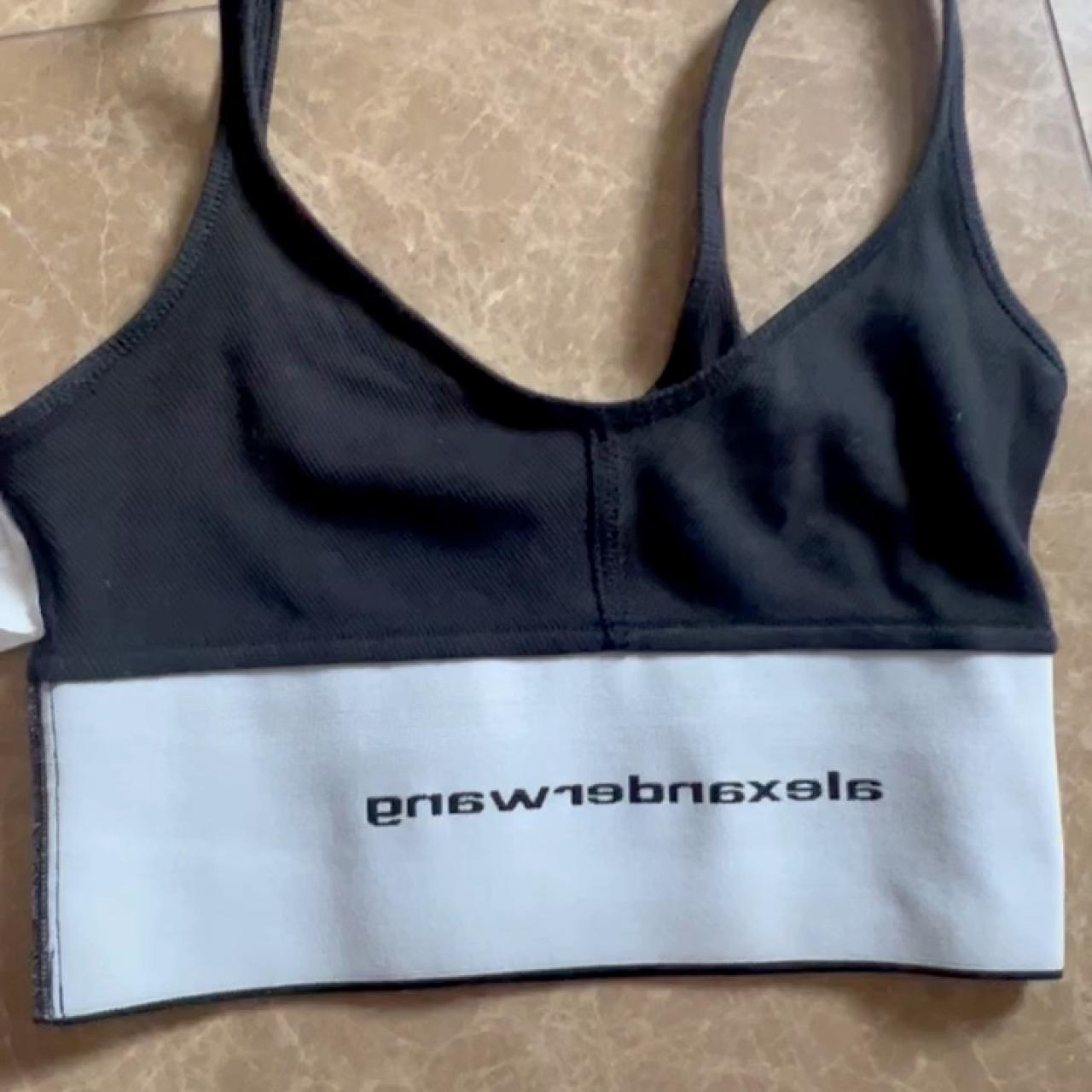 Alexander Wang gray ribbed jersey logo elastic bra size Medium
