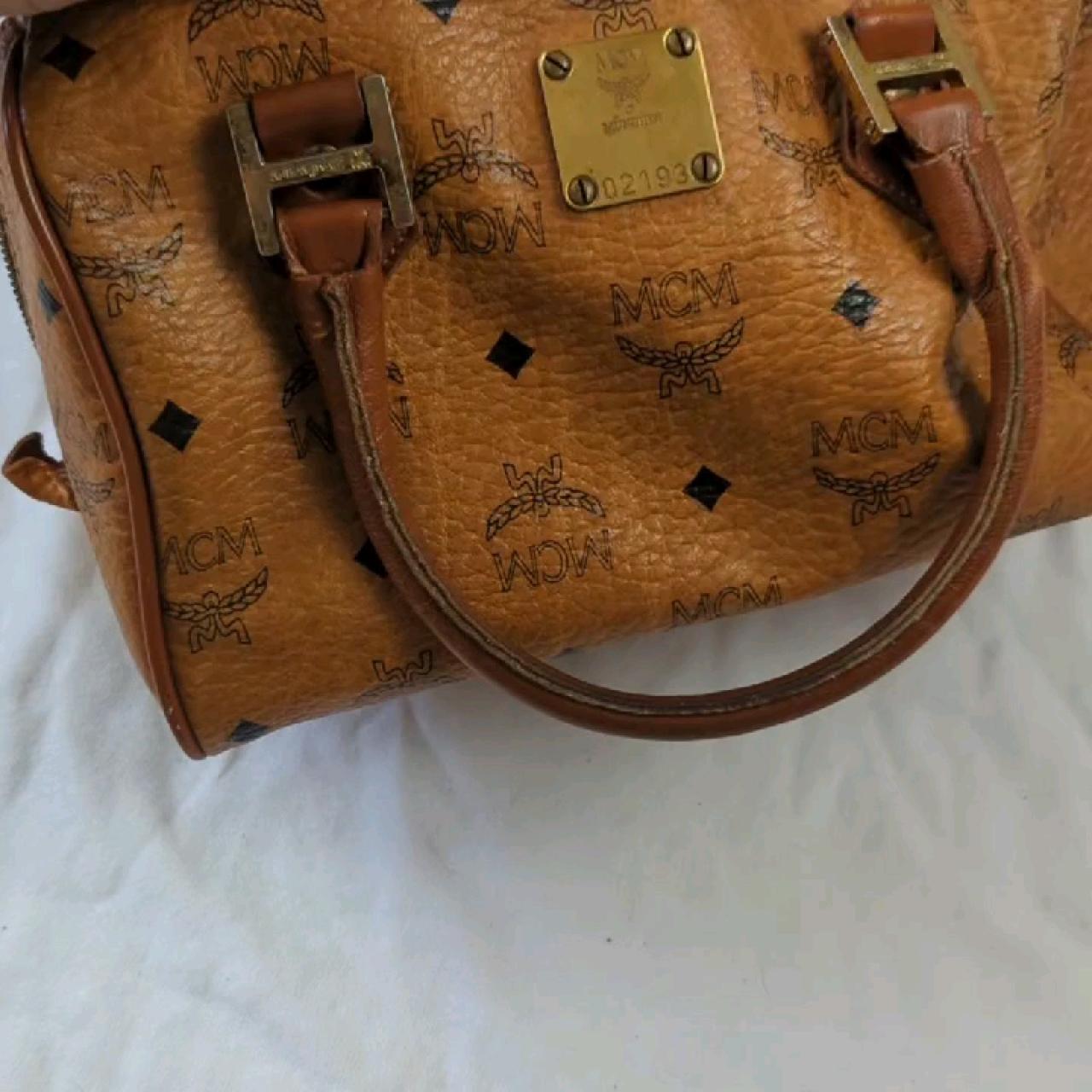 MCM Visetos Boston Speedy Bag in Cognac. Authentic - Depop