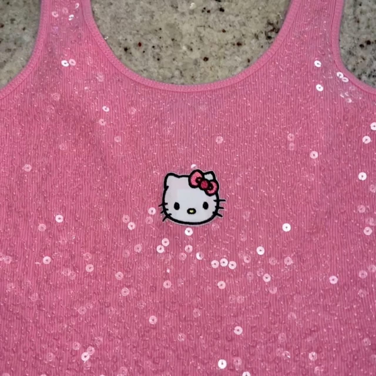 Y2k Pink Express Sequins Hello Kitty Tank Top It Is Depop