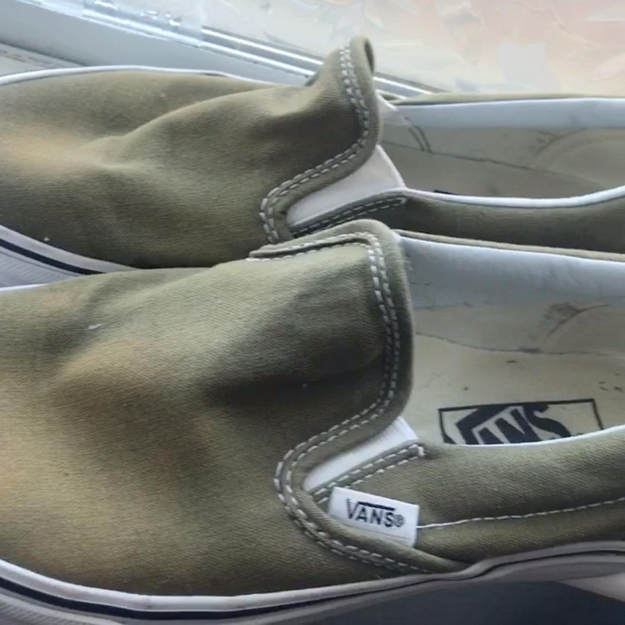 olive green van slip ons