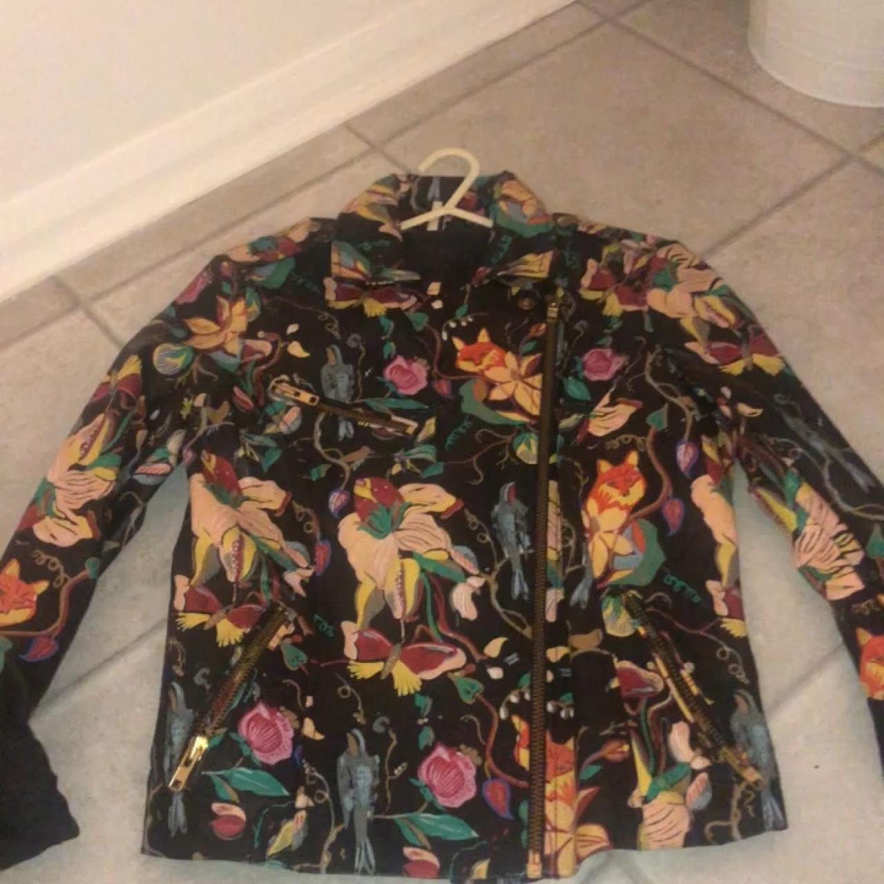 topshop floral leather jacket