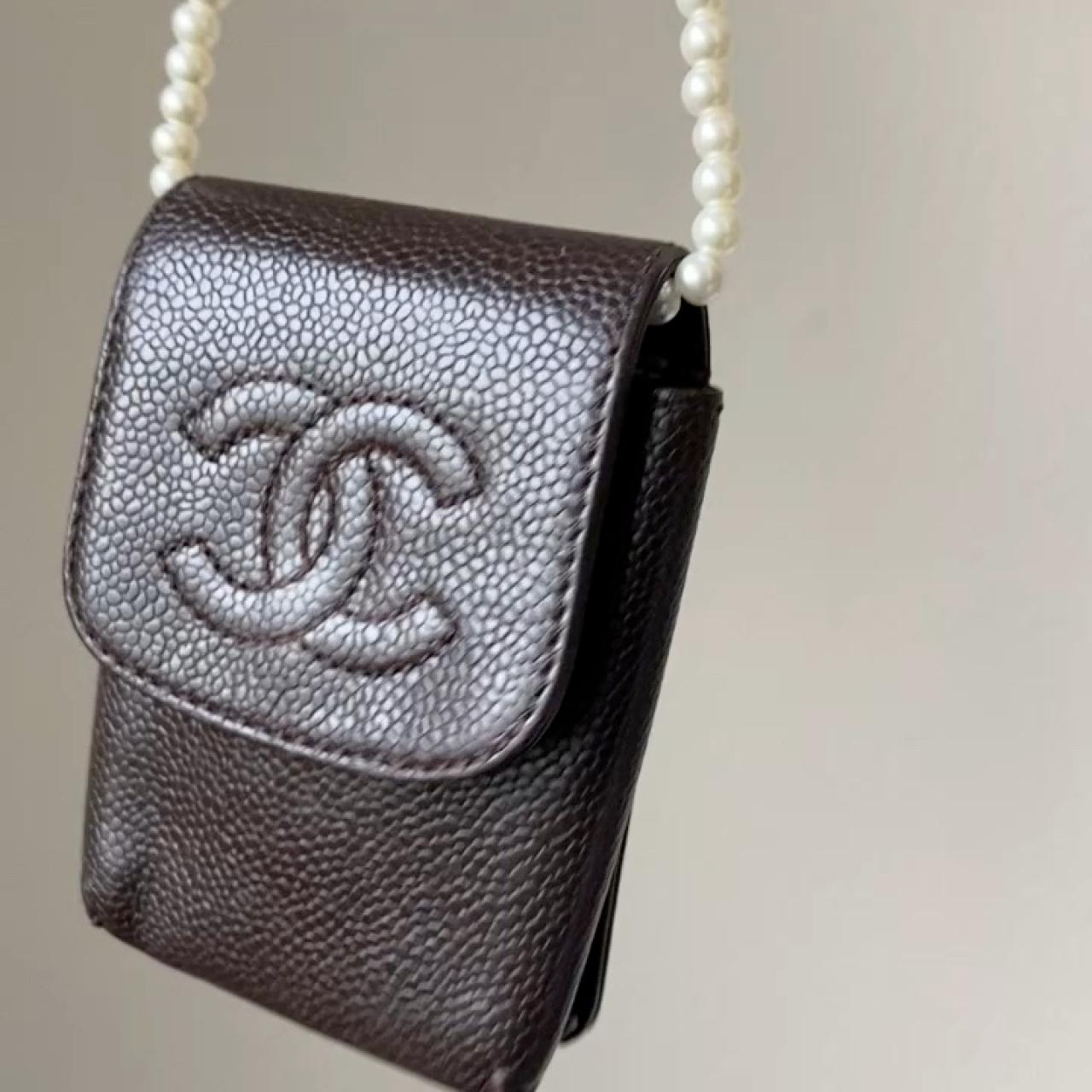 Chanel brown caviar cigarette case, - Depop