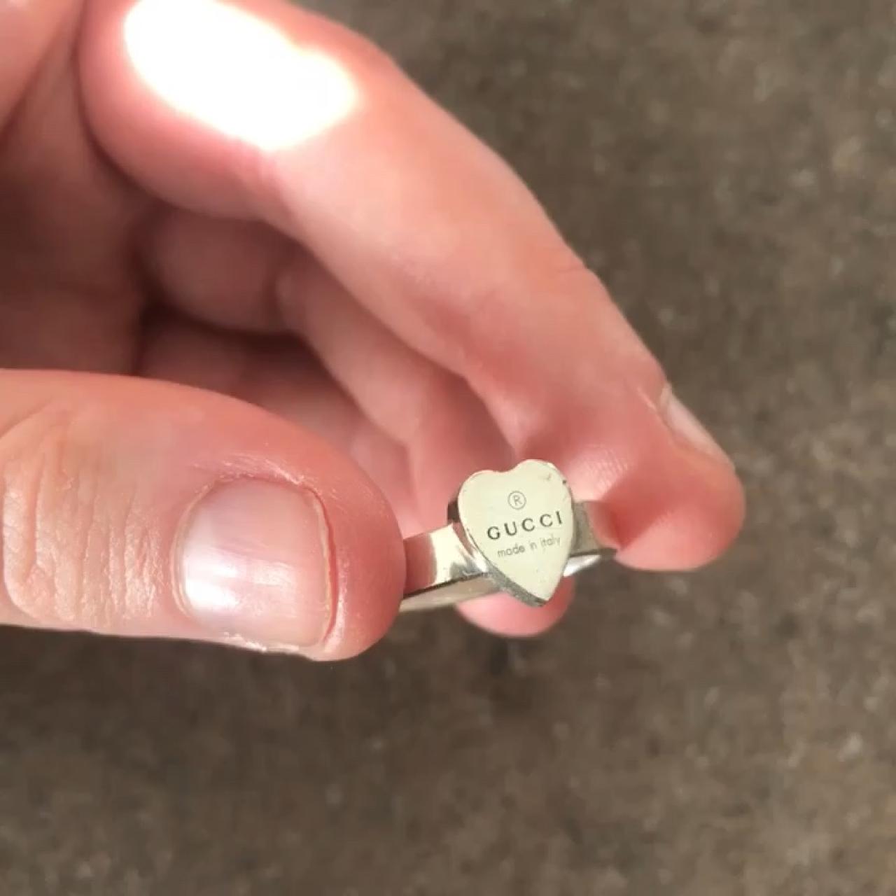silver heart gucci ring