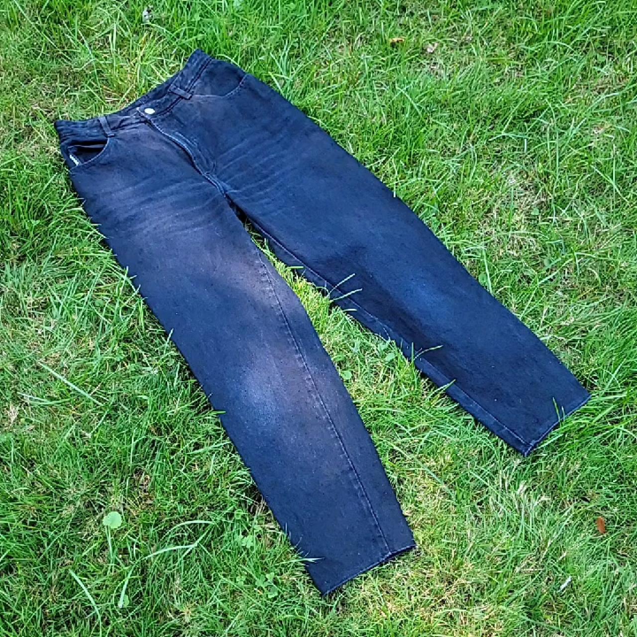 Vintage 90s Black Denim High Rise Jeans. Baggier... - Depop