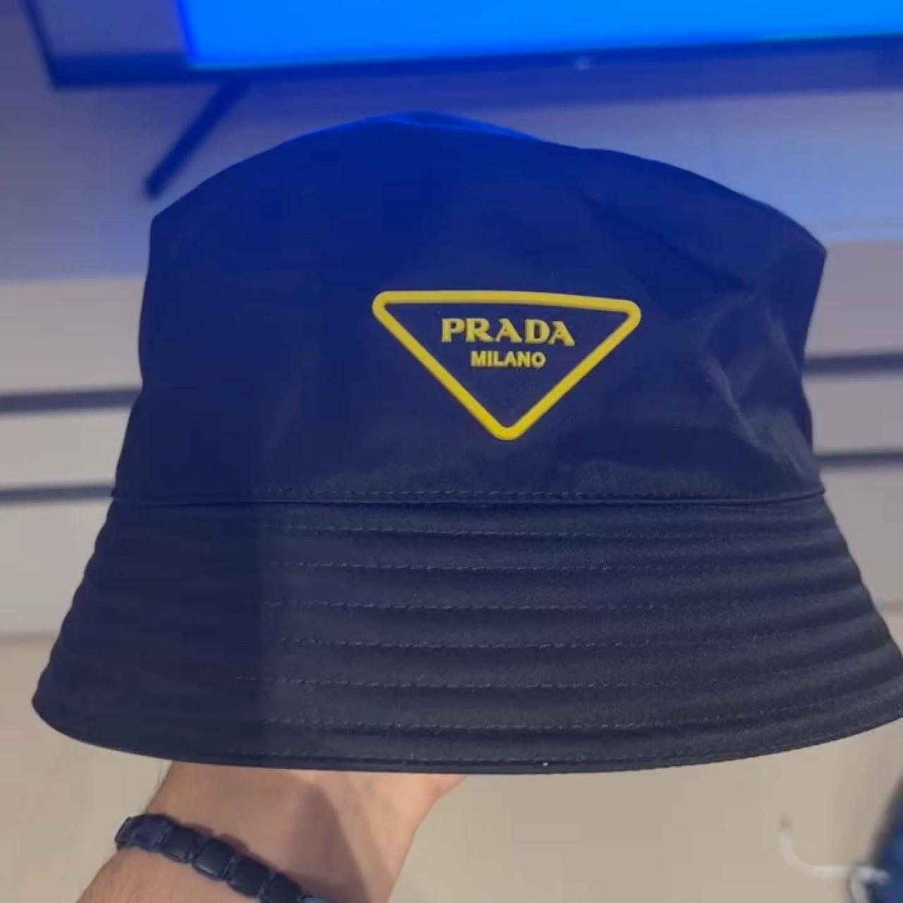 Prada Men's Black and Yellow Hat Depop
