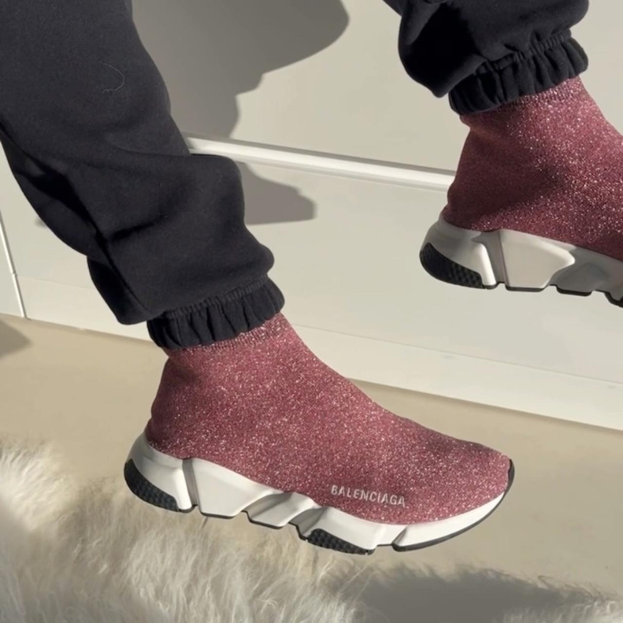 BALENCIAGA SPEED SNEAKERS. Pink Glitter, Size 41/AU | Depop