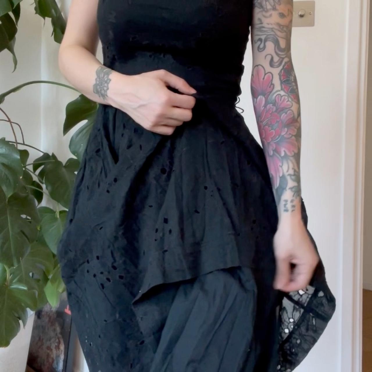 Jigsaw Black embroidered cutout Dress Super Retro... Depop