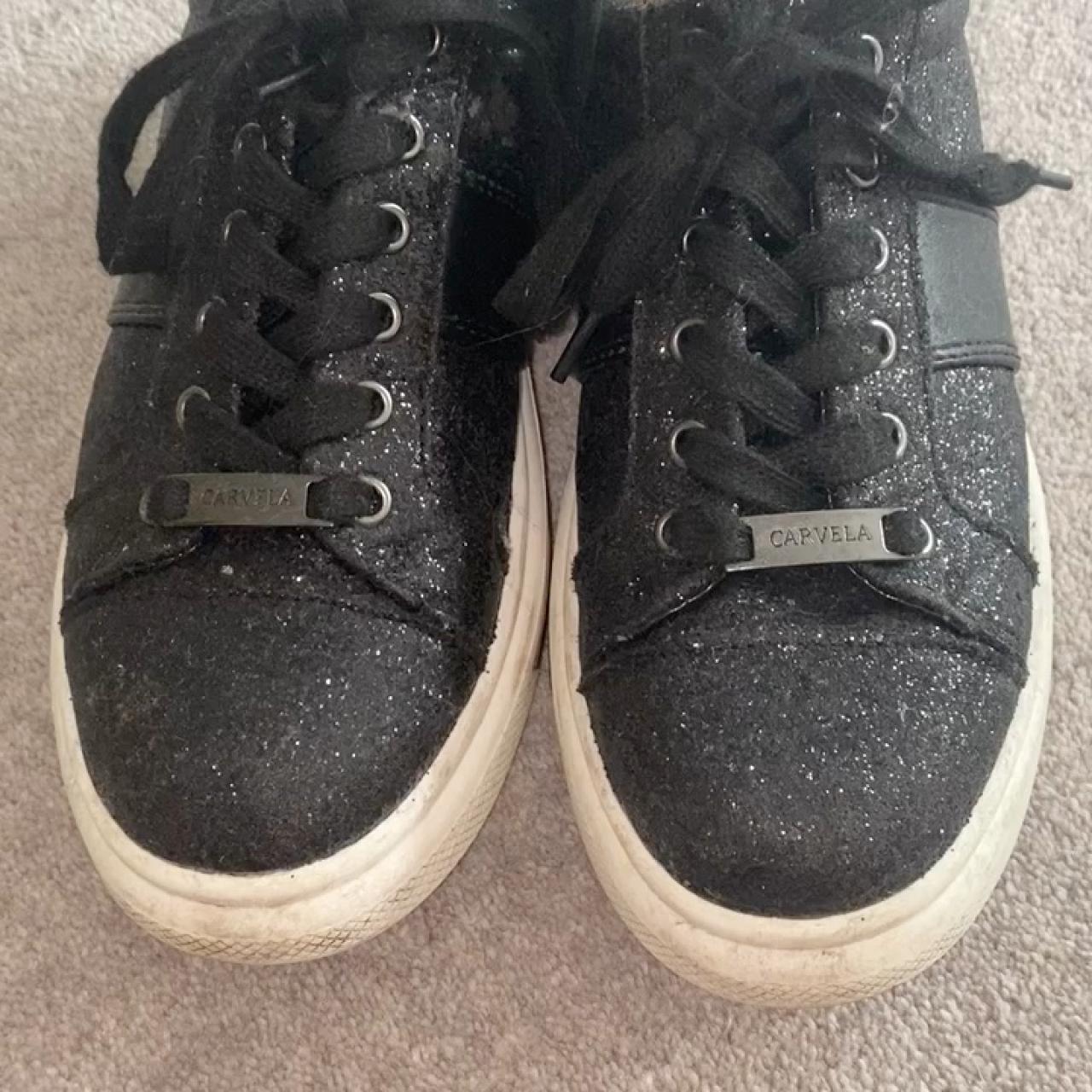 carvela black glitter trainers