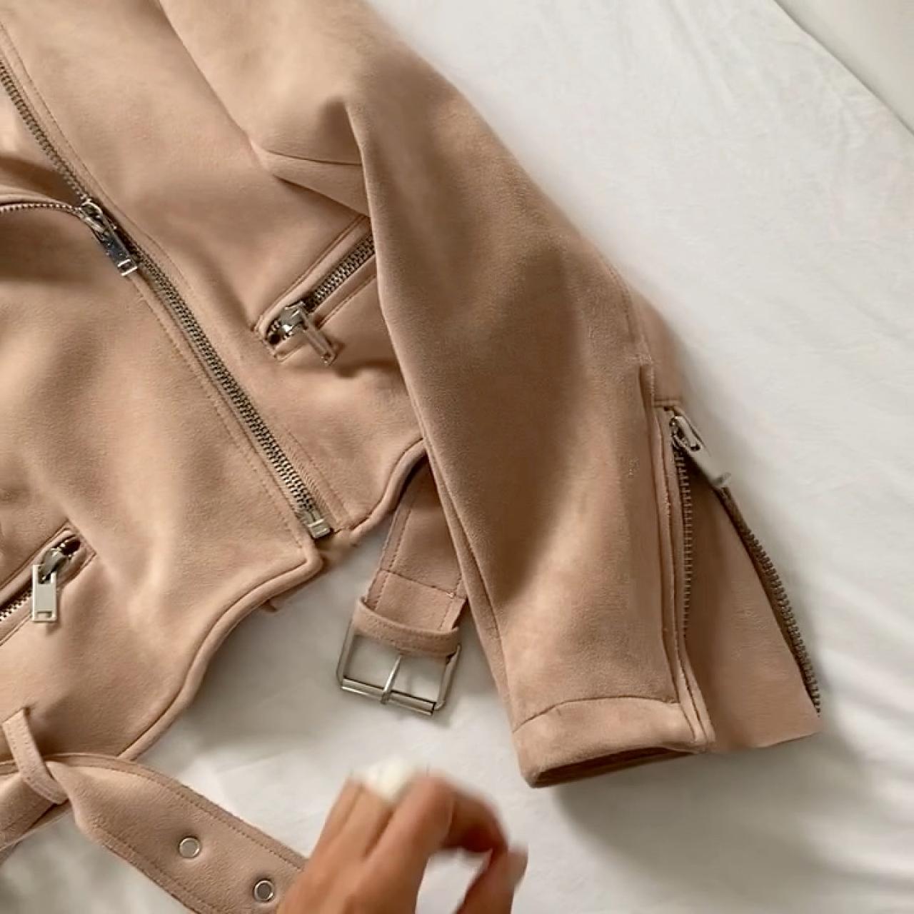 Dusty pink suede jacket 🌸 The material is stretchy... - Depop