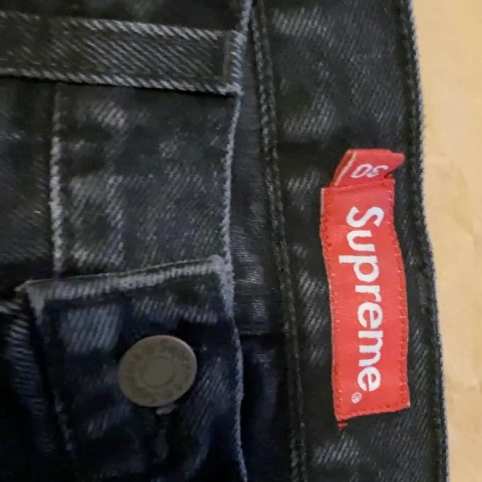 DS Supreme stone washed black slim jeans - Depop