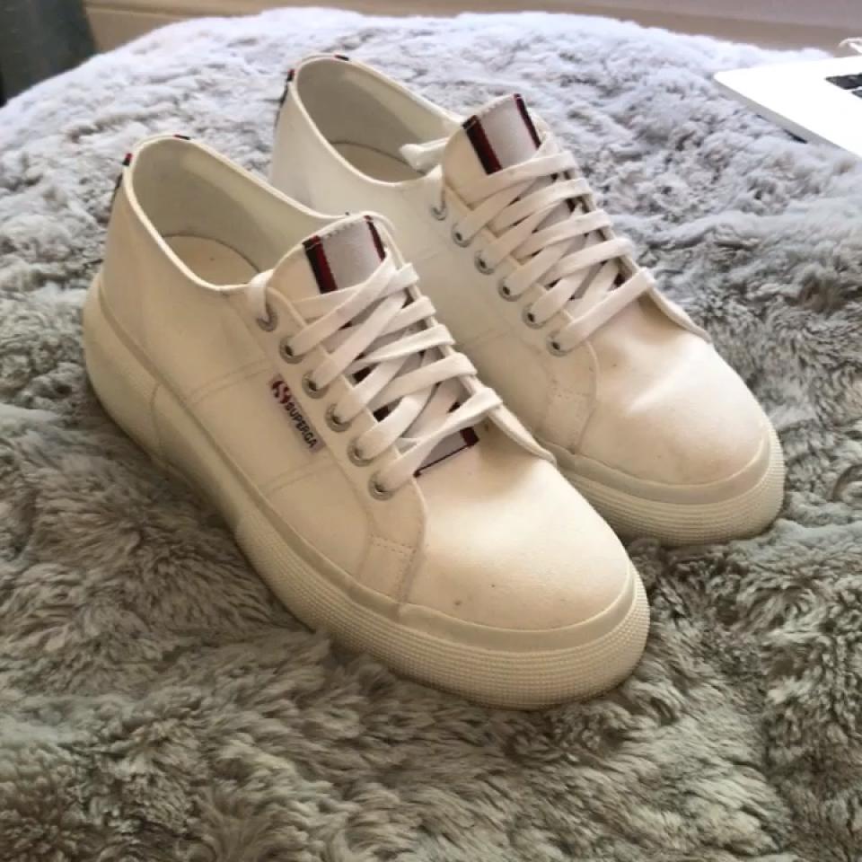 superga 2297 exclusive white chunky trainers with stripe webbing