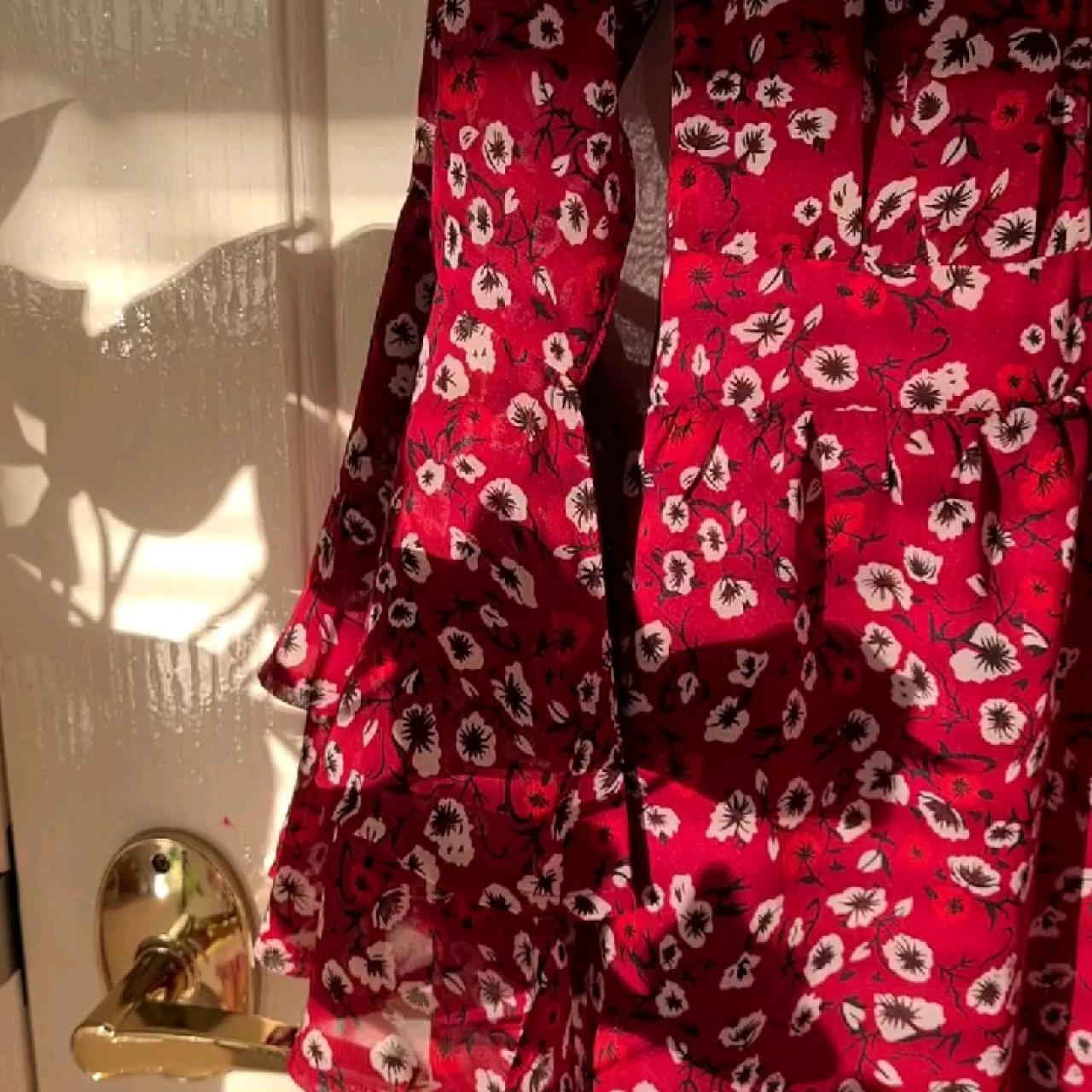 Red Floral Patterned Dotti playsuit 