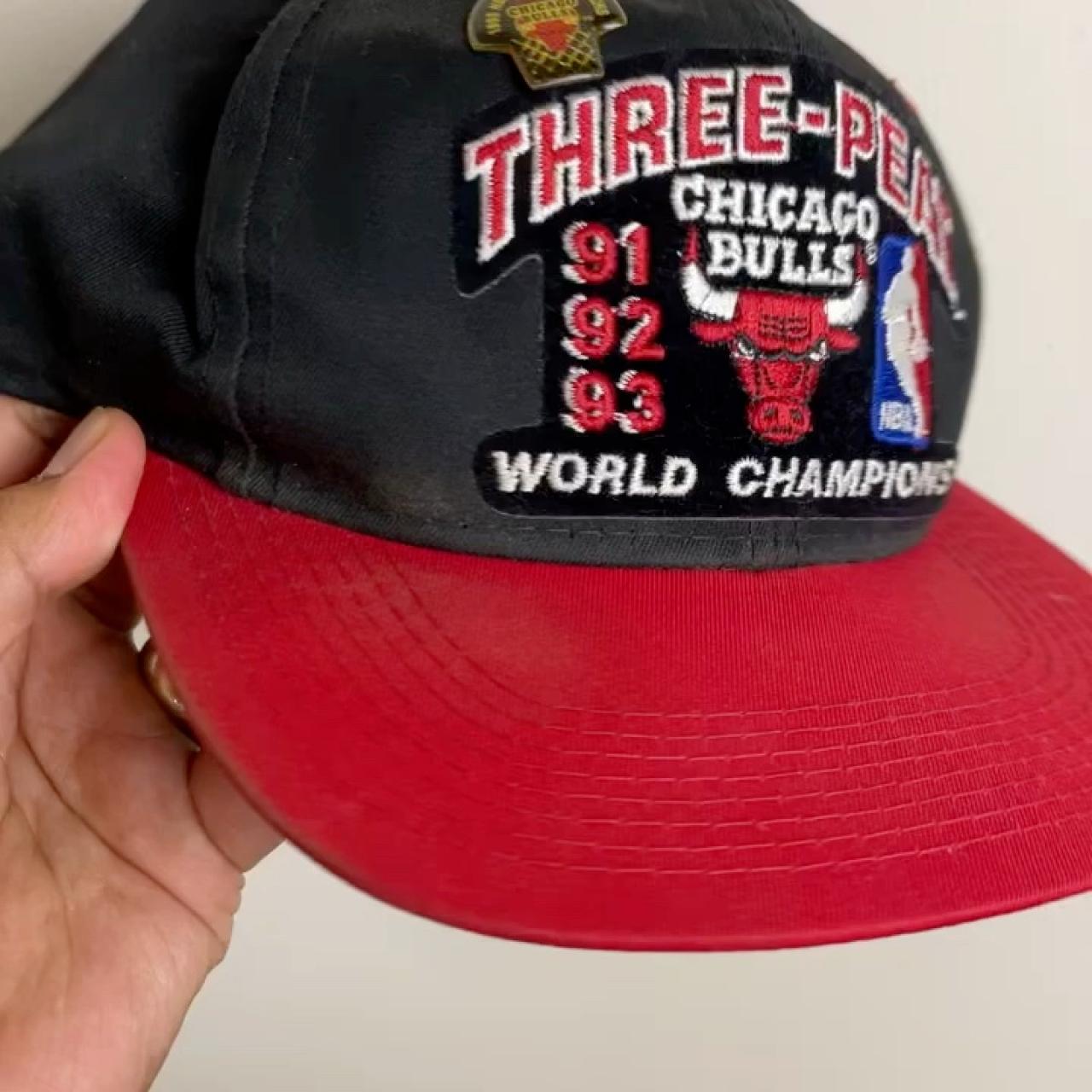 Vintage Rare Chicago Bulls NBA 3 Peat Champion Sports Hat Cap Vtg