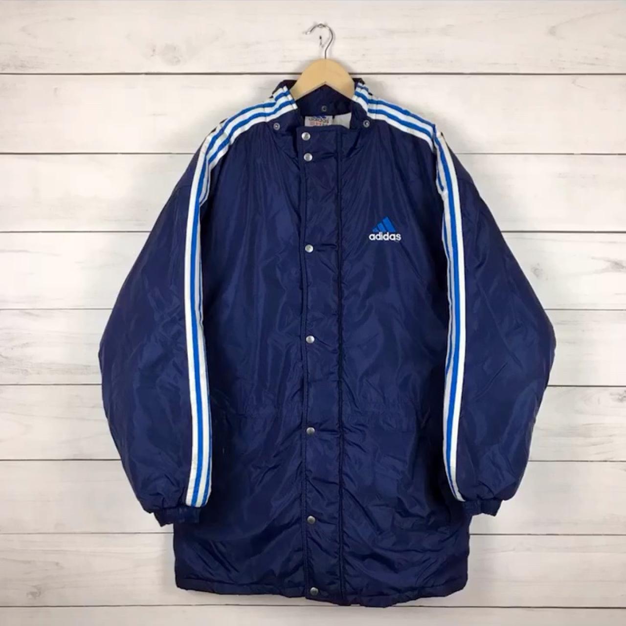 Vintage 1990s Adidas Embroidered Coat Puffer Jacket... - Depop