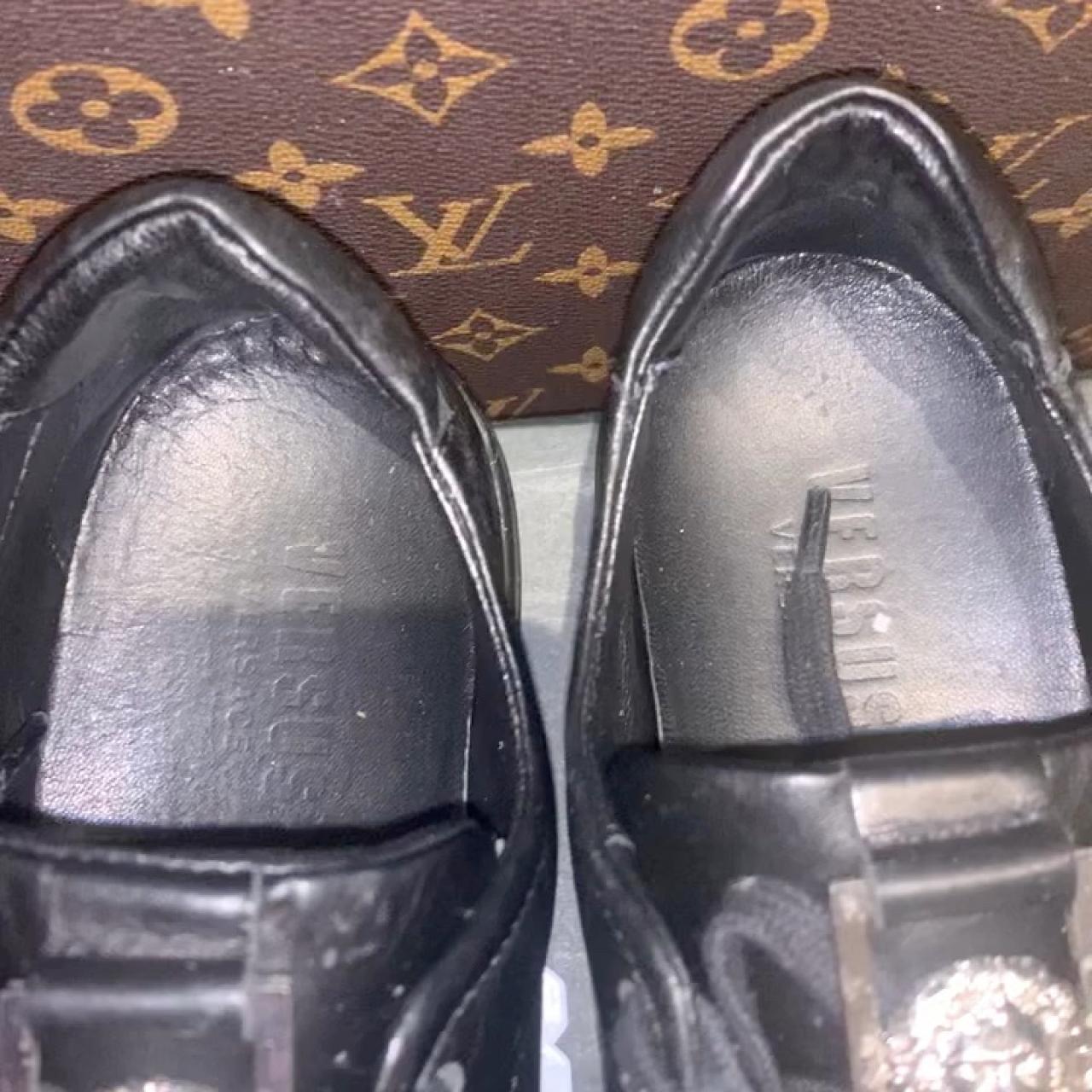 Versace Versus Buckle Low Leather Black Trainers Depop