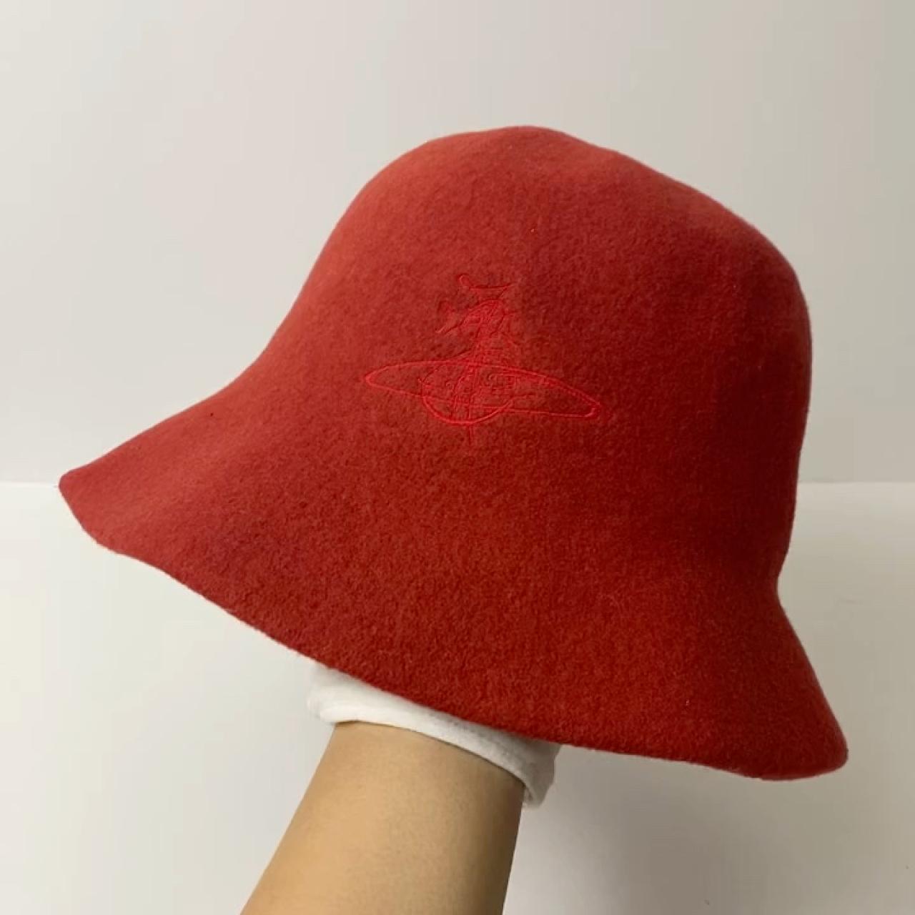 red felt bucket hat