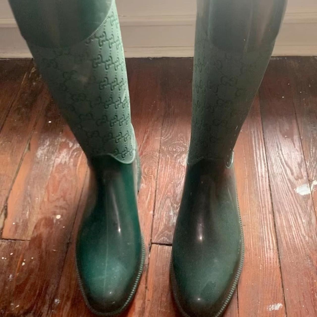 Gucci Hunter green Monogram Rain-boots. Gucci Knee - Depop