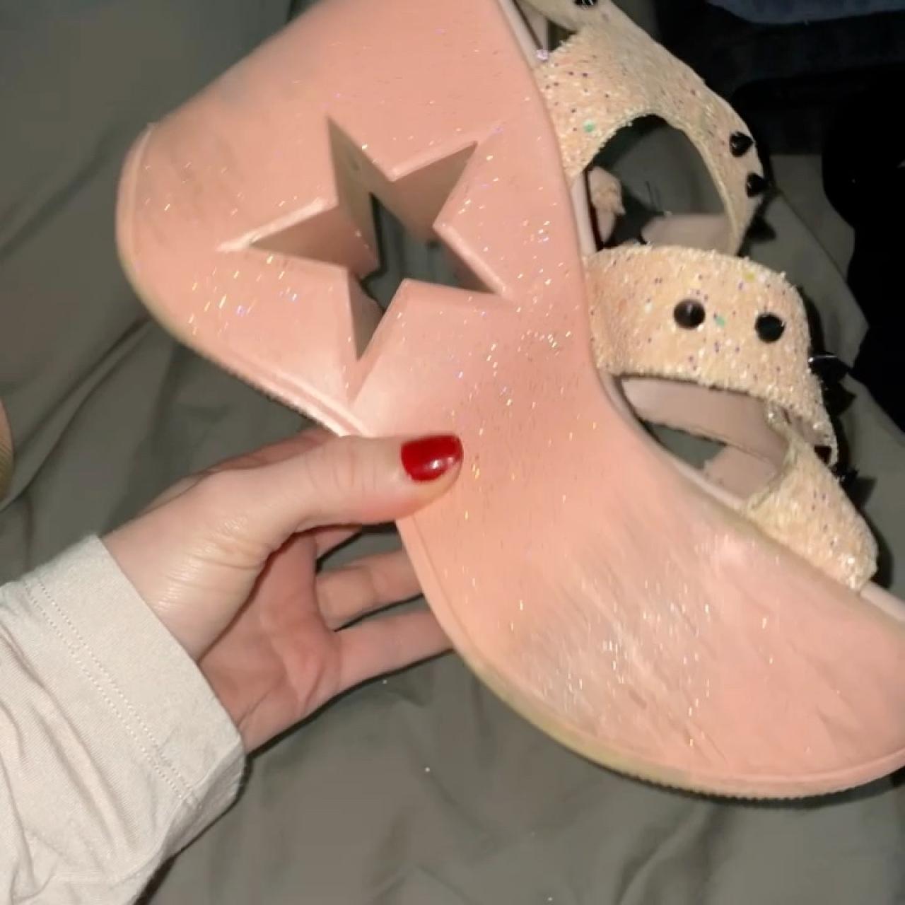 Pink sparkle platform demonia DYNAMITE-02 sandals - Depop