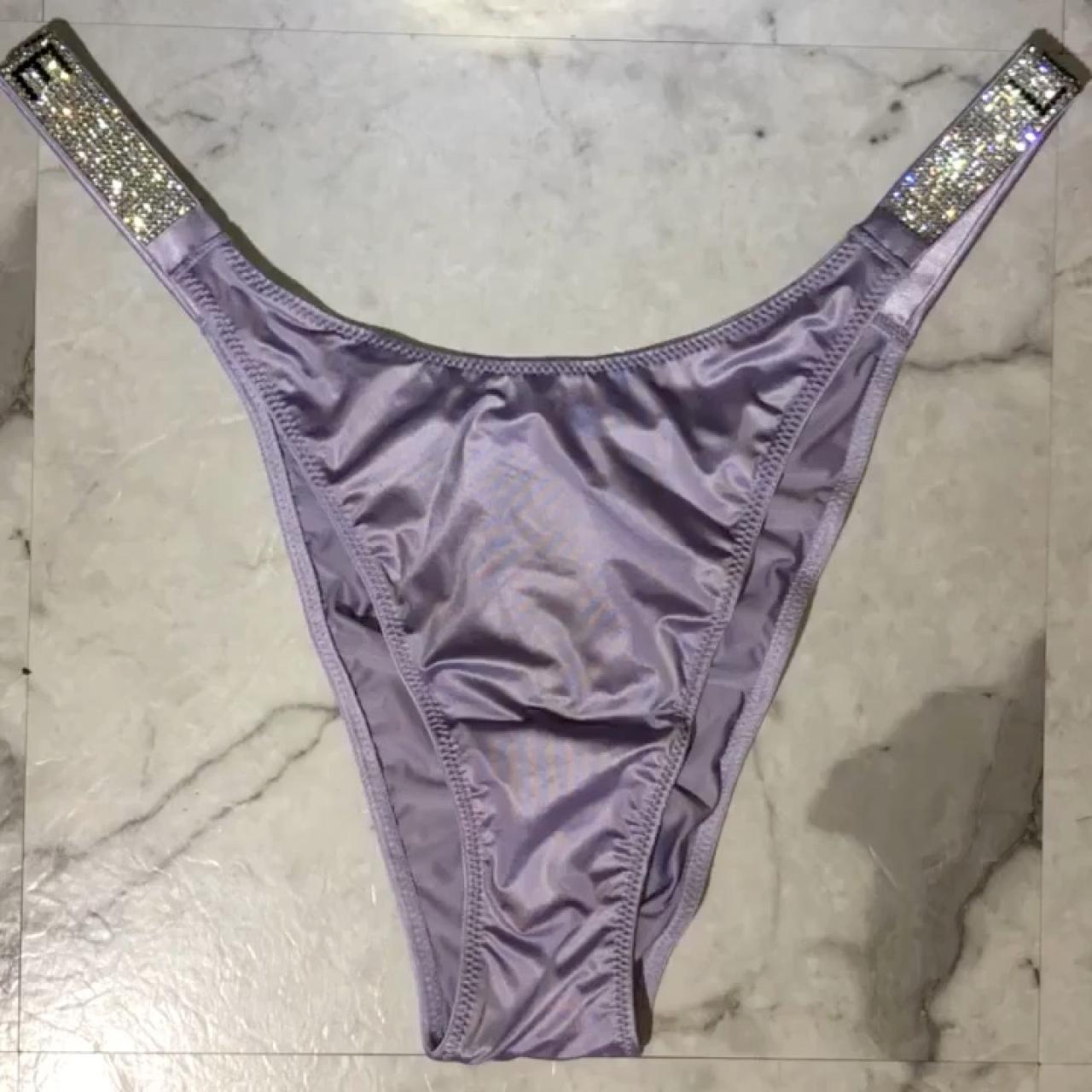 Victorias Secret SHINE Strap Brazilian THONG Panty NWT Rhinestone