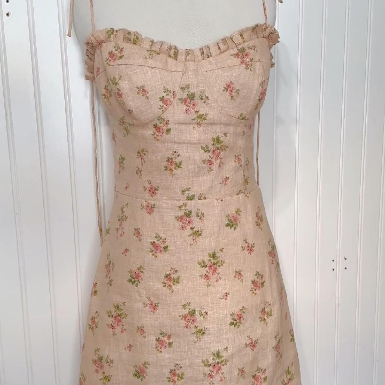 reformation andie linen dress NWOT REFORMATION ANDIE MINI LINEN DRESS IN PENELOPE PINK FLORAL SIZE 10 $248